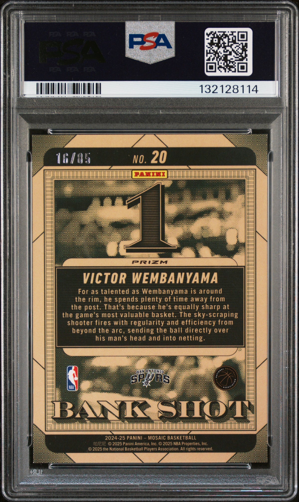 Victor Wembanyama 2024-25 Mosaic Bank Shot Blue Fast Break Spurs 16/85 PSA 10