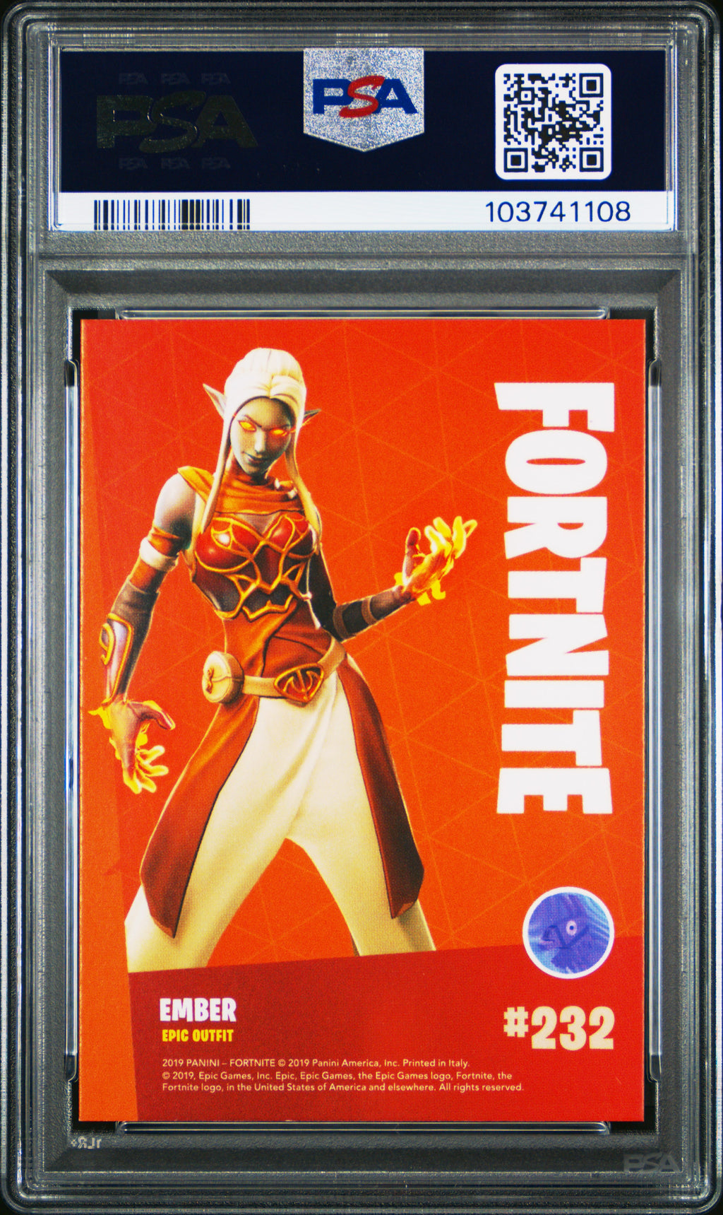 Ember 2019 Panini Fortnite Italy Holofoil #232 PSA 7