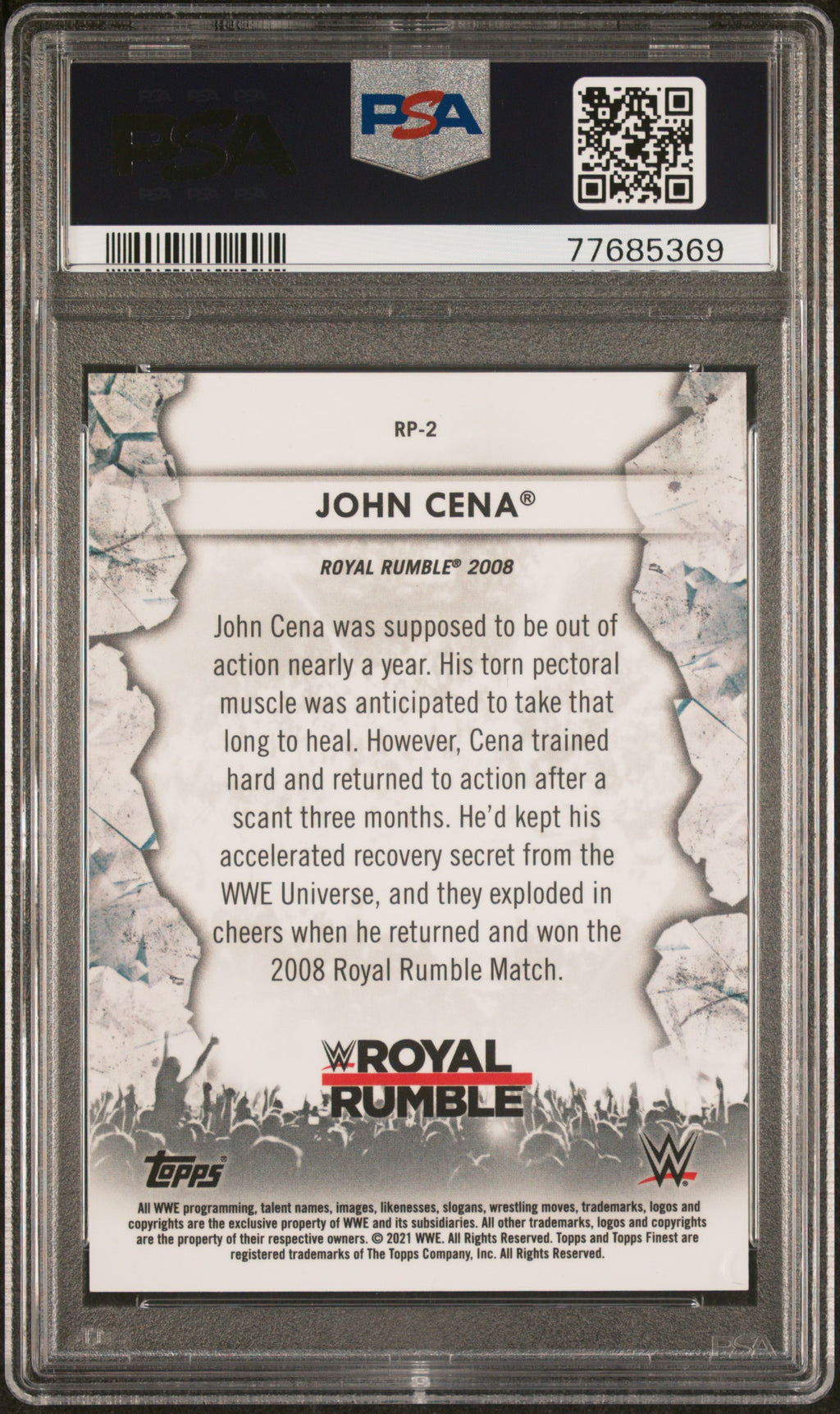 John Cena 2021 Topps Finest WWE Rumble Pops SUPERFRACTOR 1/1 PSA 9