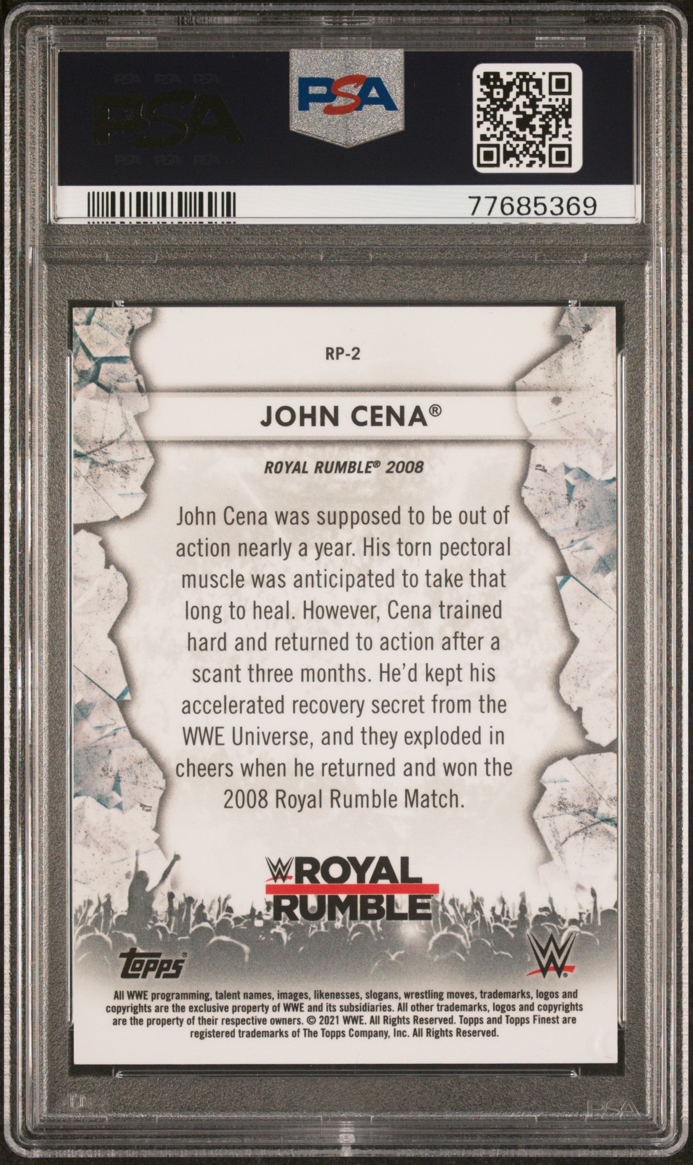 John Cena 2021 Topps Finest WWE Rumble Pops SUPERFRACTOR 1/1 PSA 9