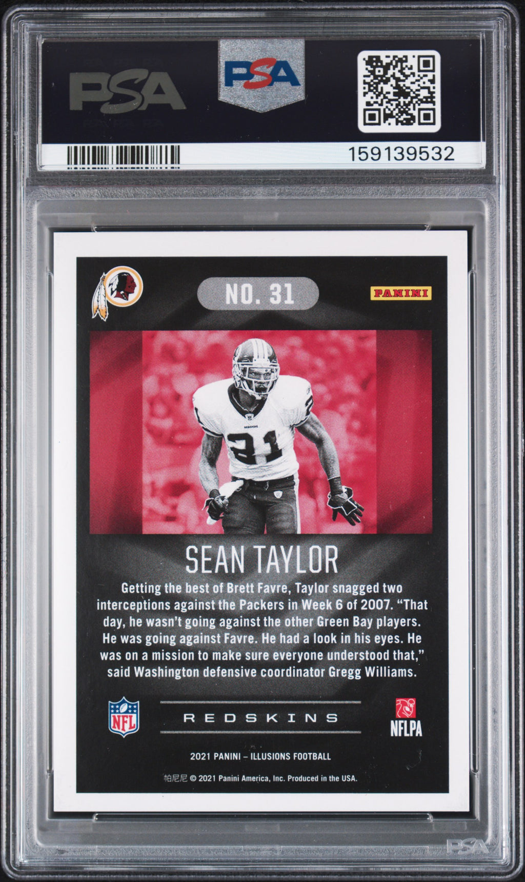 Sean Taylor 2021 Illusions Yellow Diamond Washington Redskins 222/249 PSA 8