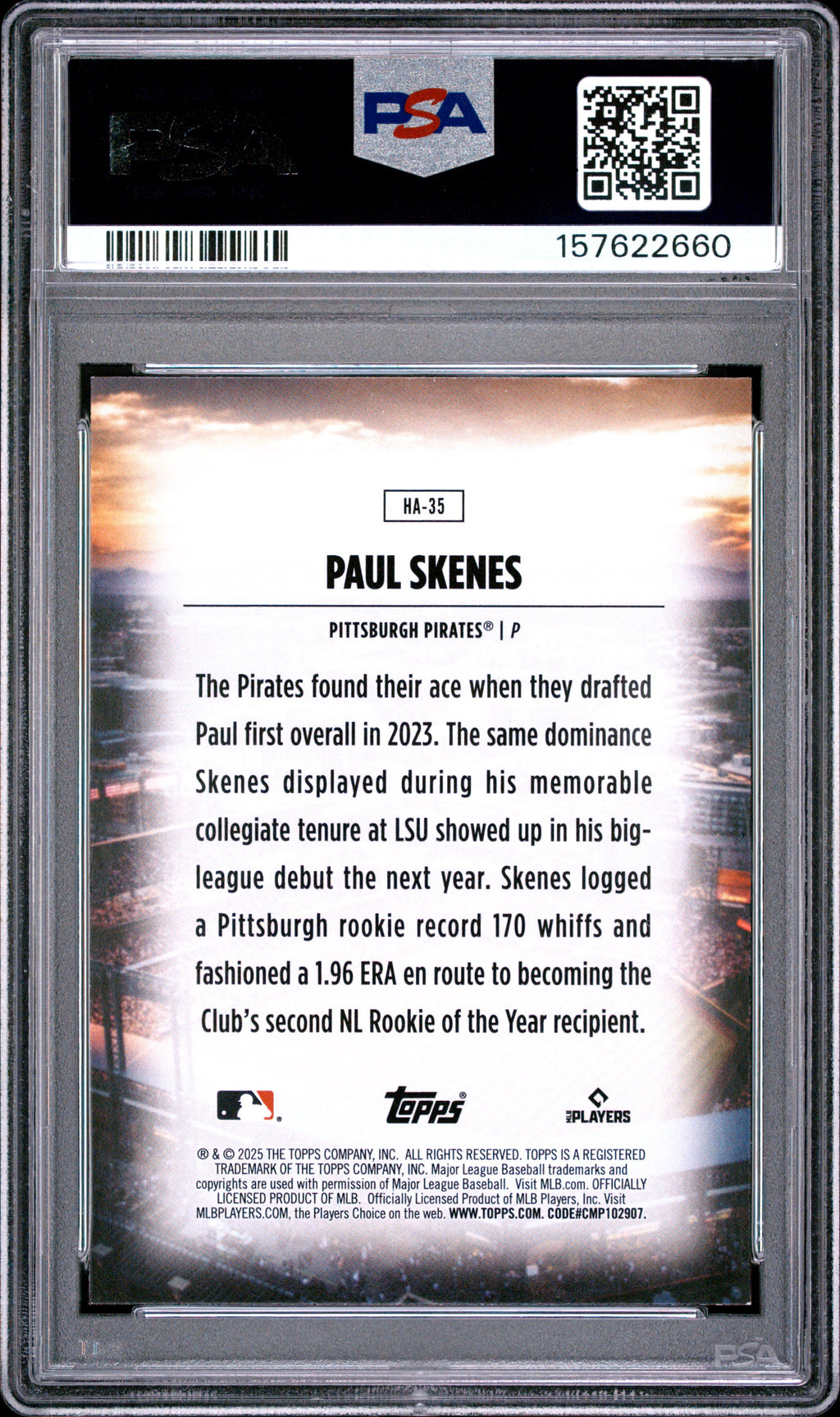 Paul Skenes 2025 Topps Home Field Advantage SSP Pittsburgh Pirates PSA 9