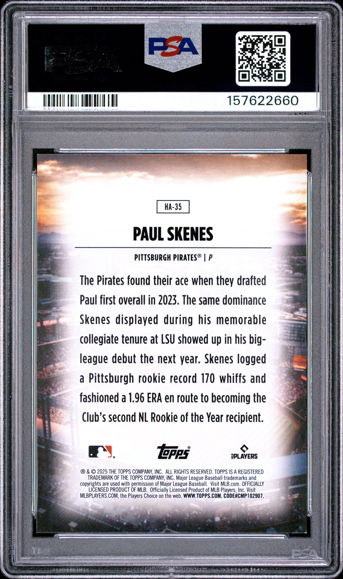 Paul Skenes 2025 Topps Home Field Advantage SSP Pittsburgh Pirates PSA 9