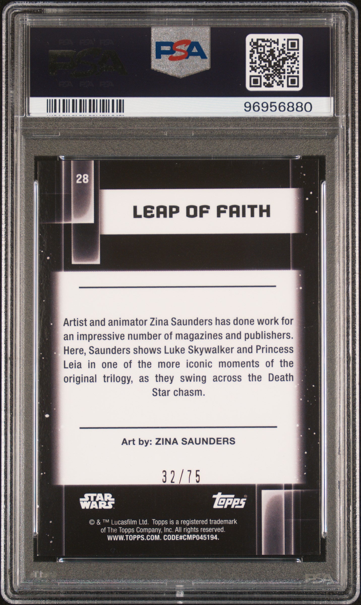 Leap Of Faith 2021 Topps Chrome Star Wars Galaxy Prism Refractor 32/75 #28 PSA 9