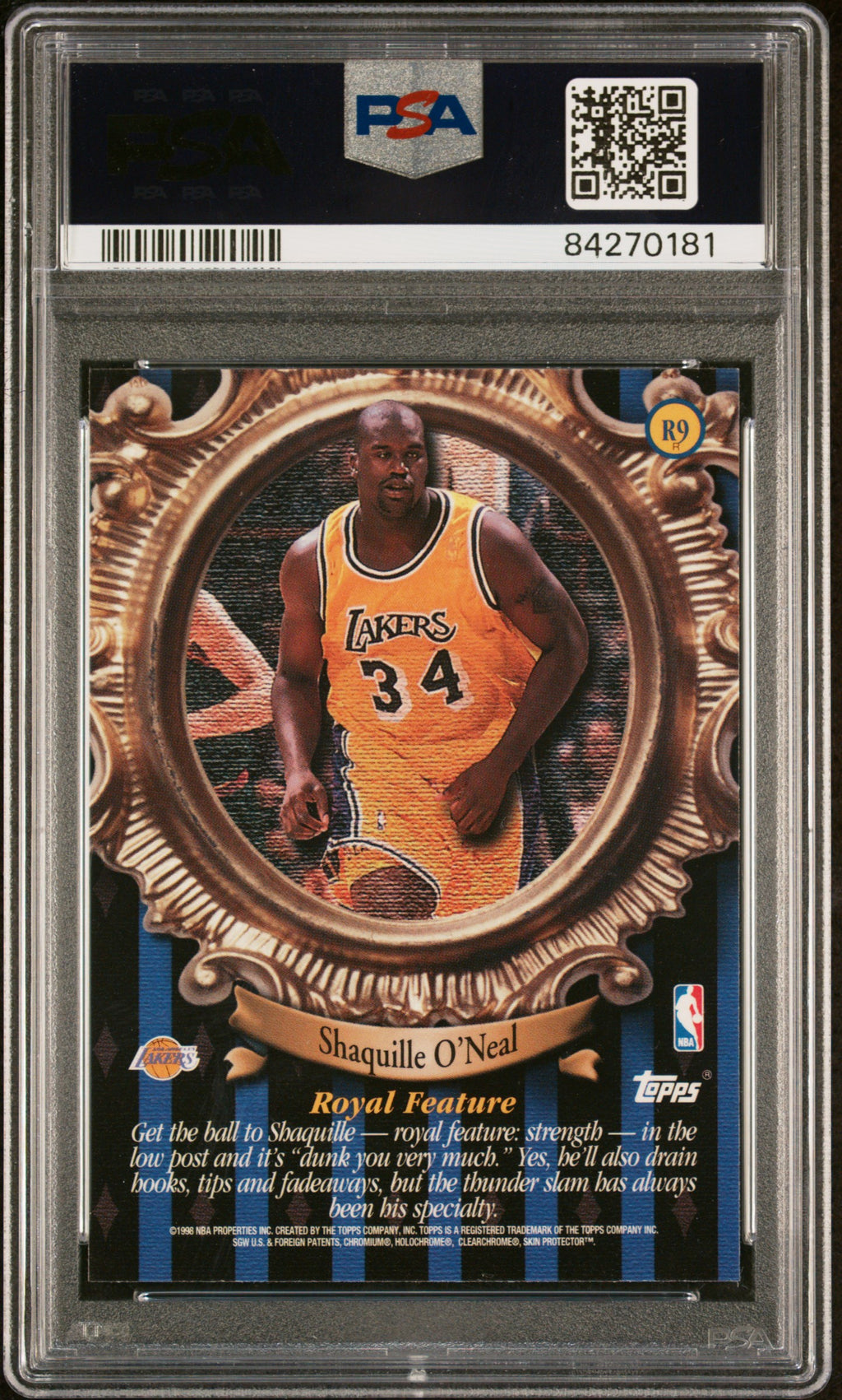 Shaquille O'Neal 1998 Topps Roundball Royalty Refractor W Coating Lakers PSA 7