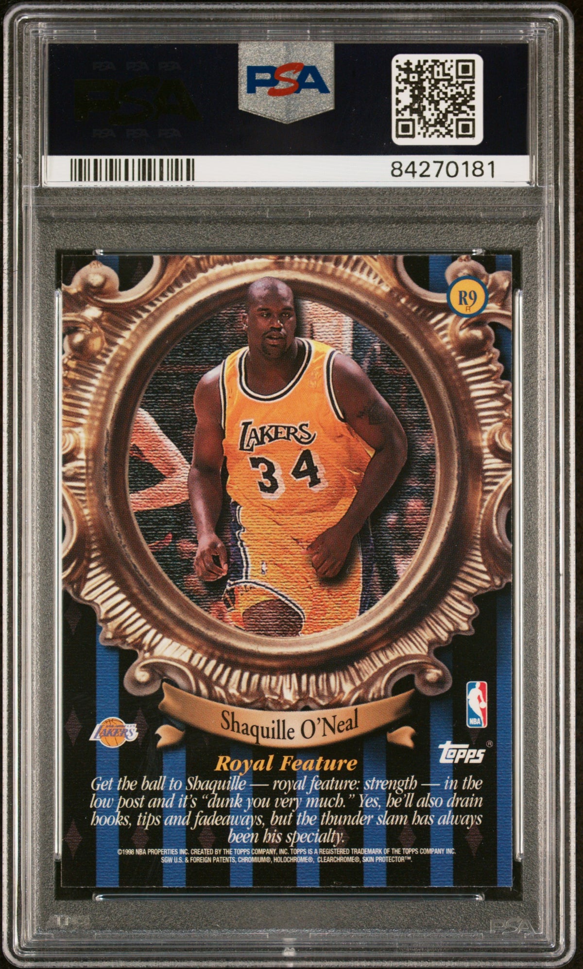 Shaquille O'Neal 1998 Topps Roundball Royalty Refractor W Coating Lakers PSA 7