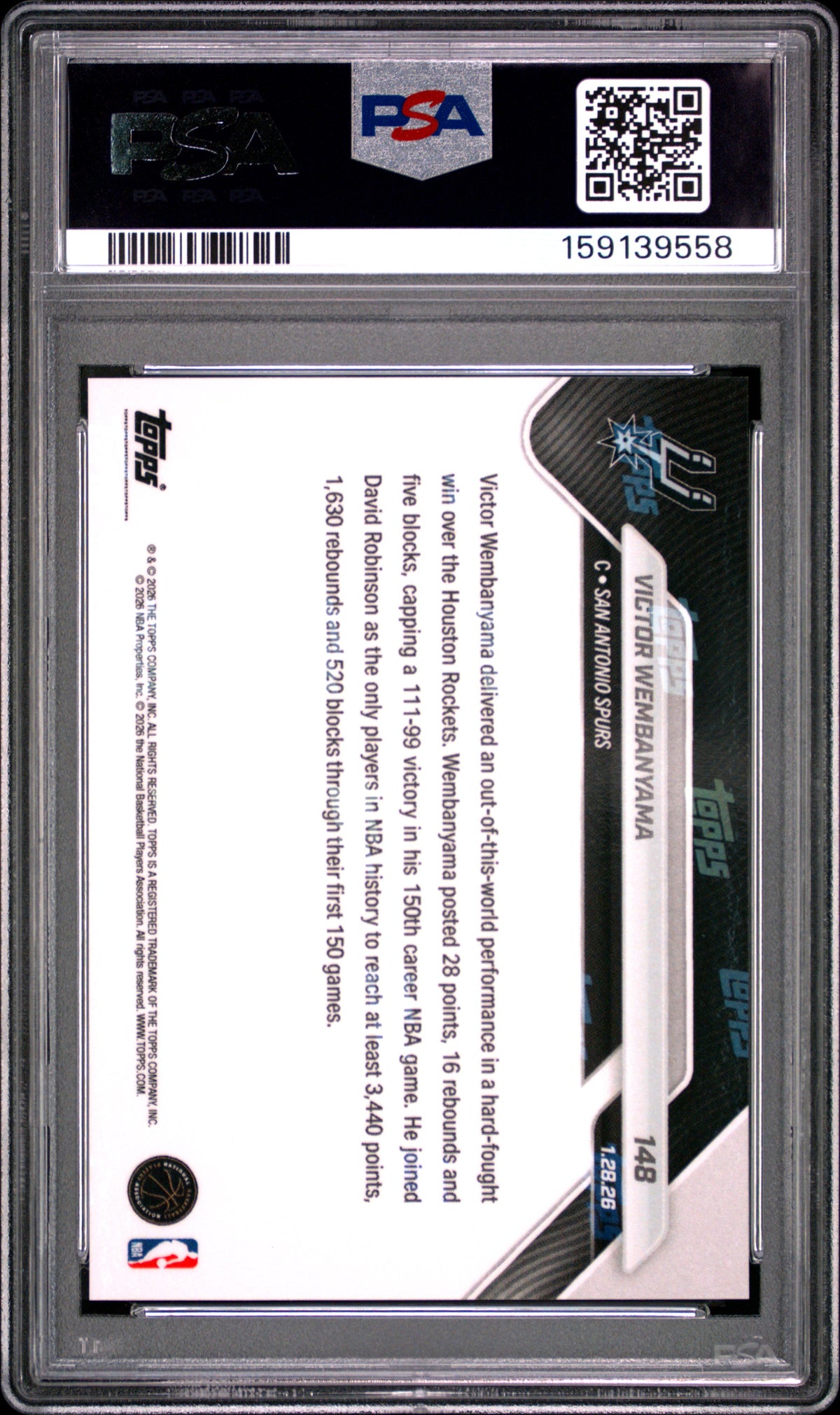 Victor Wembanyama 2025 Topps Now San Antonio Spurs #148 PSA 10