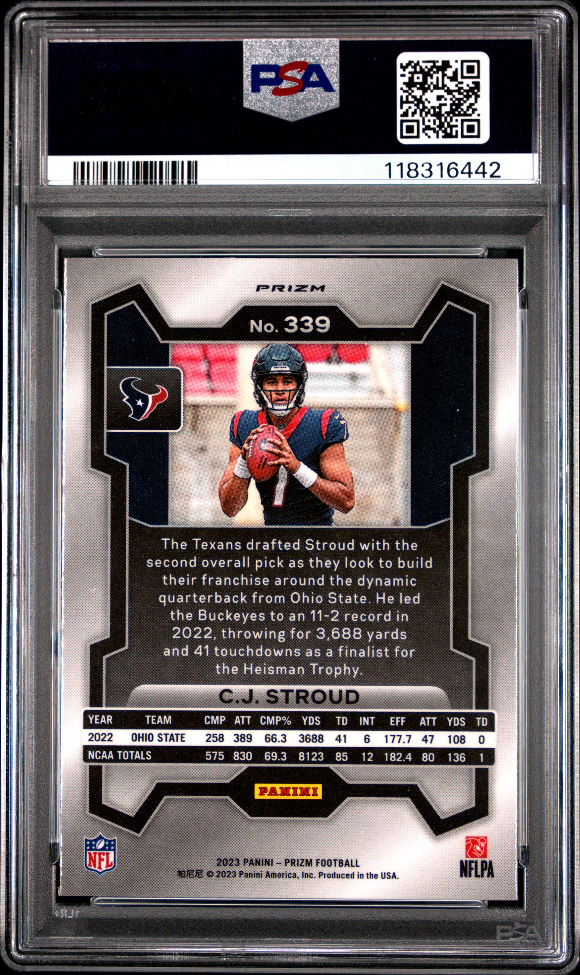 CJ Stroud 2023 Prizm Red Sparkle Prizm Rookie RC SSP Houston Texans #339 PSA 9
