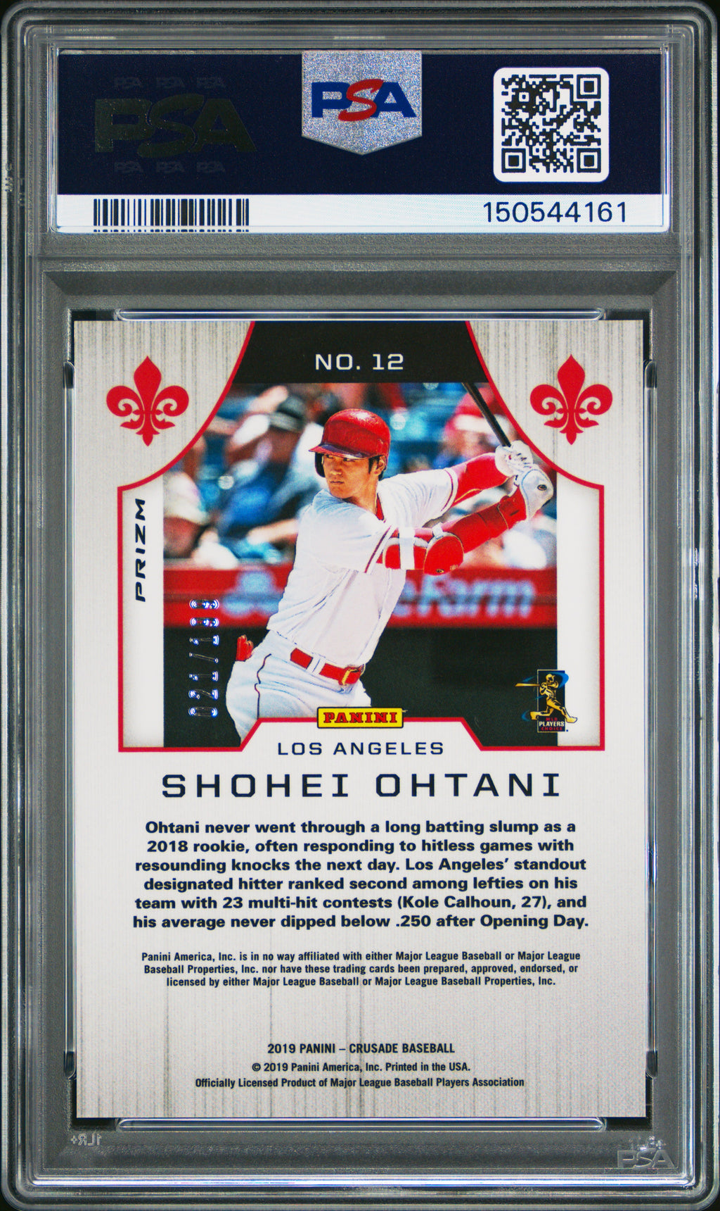 Shohei Ohtani 2019 Crusade Ruby Wave Prizm Los Angeles Angels 21/199 PSA 10