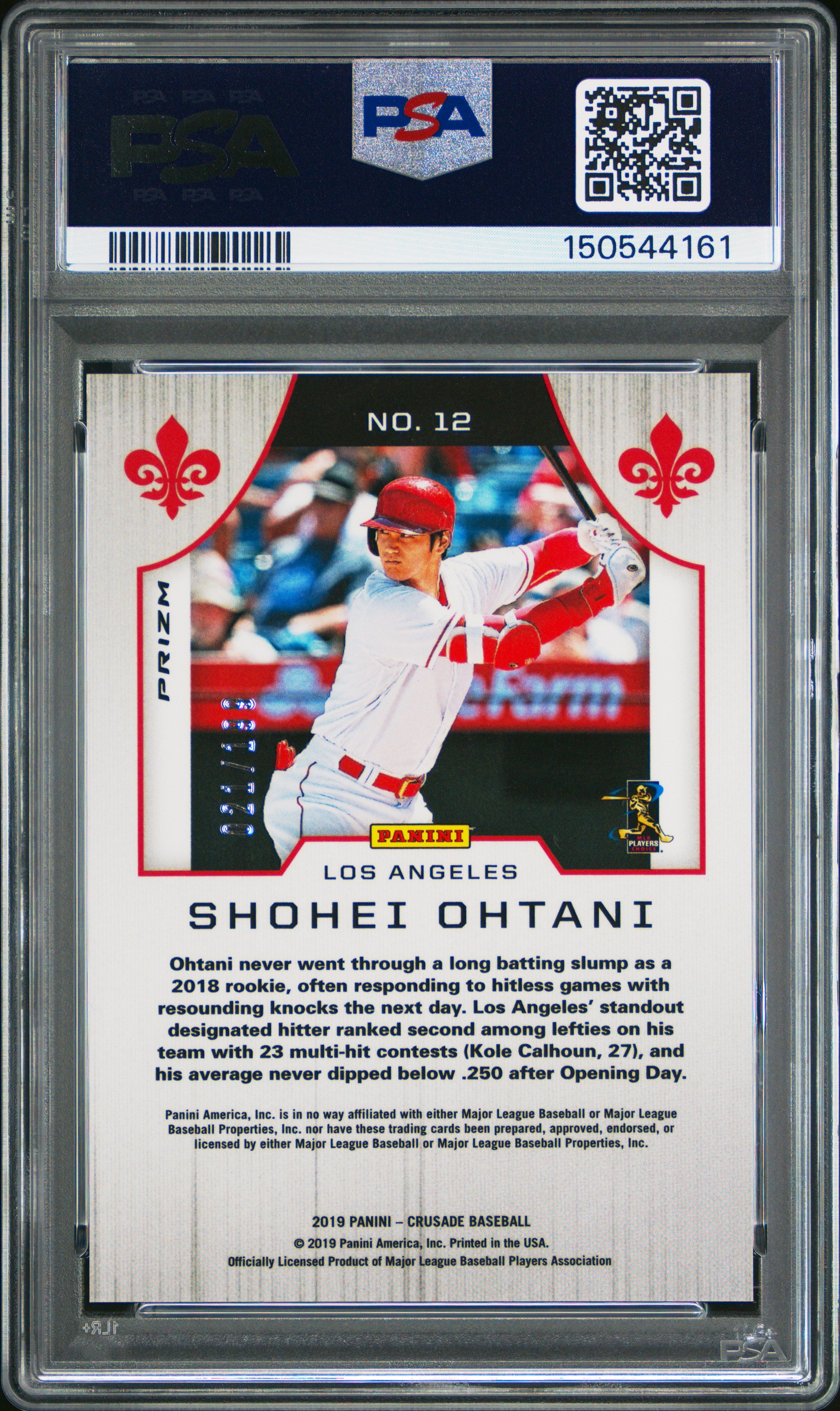 Shohei Ohtani 2019 Crusade Ruby Wave Prizm Los Angeles Angels 21/199 PSA 10