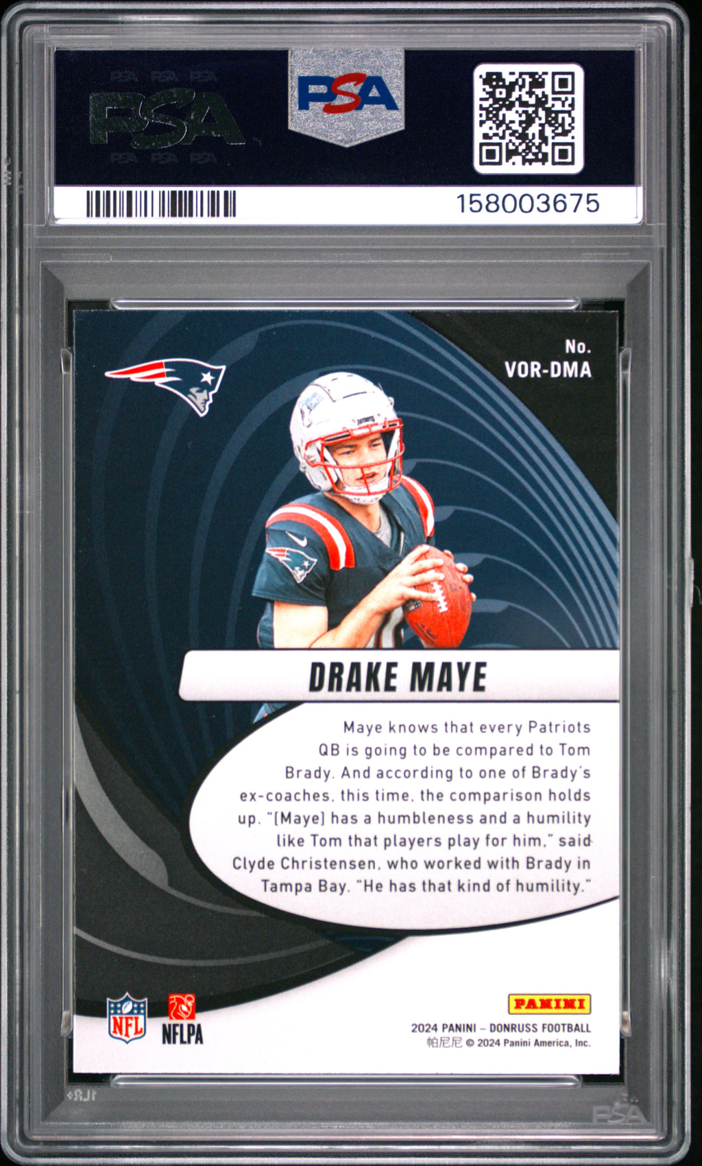 Drake Maye 2024 Donruss Vortex Rookie RC New England Patriots PSA 9