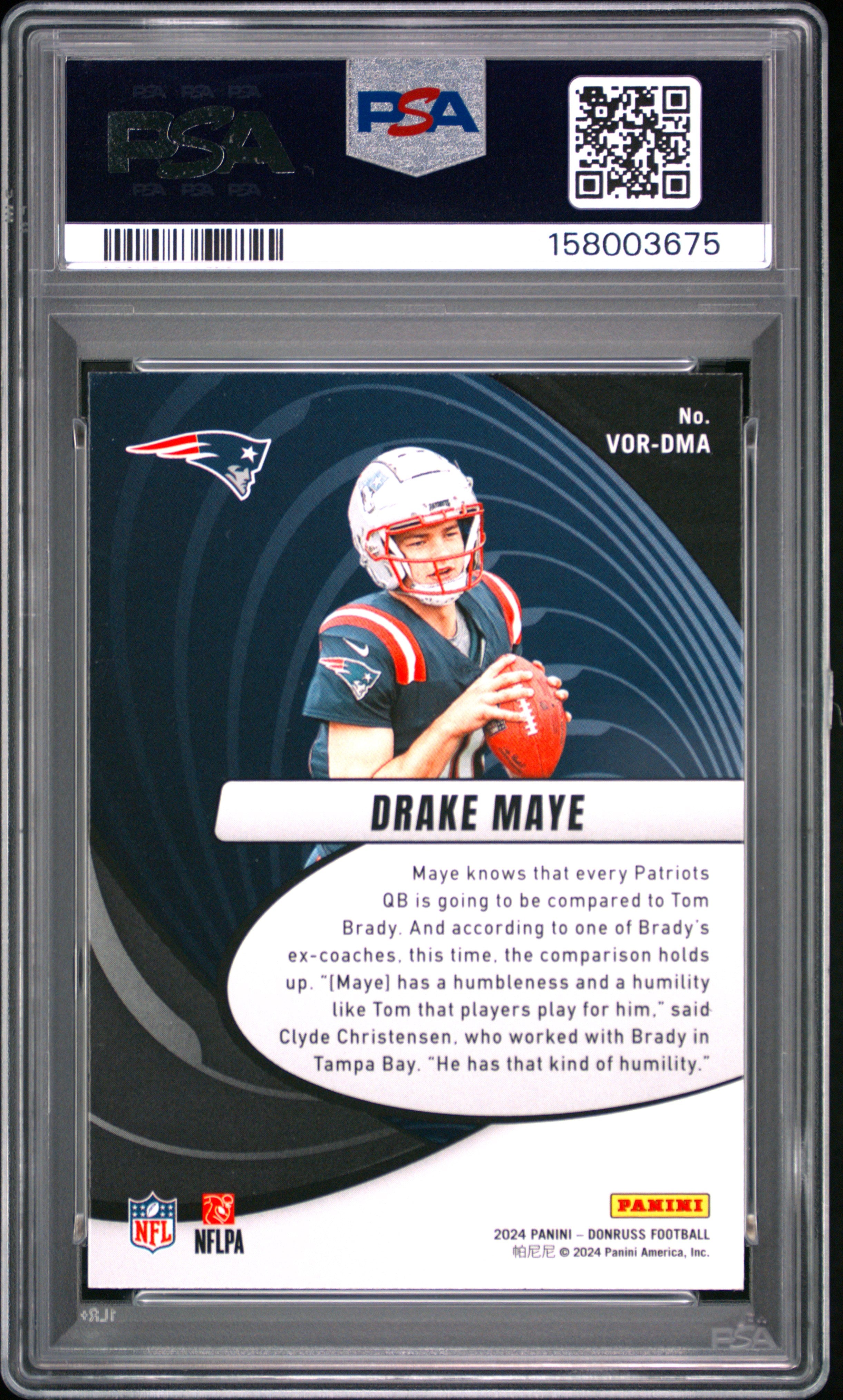 Drake Maye 2024 Donruss Vortex Rookie RC New England Patriots PSA 9