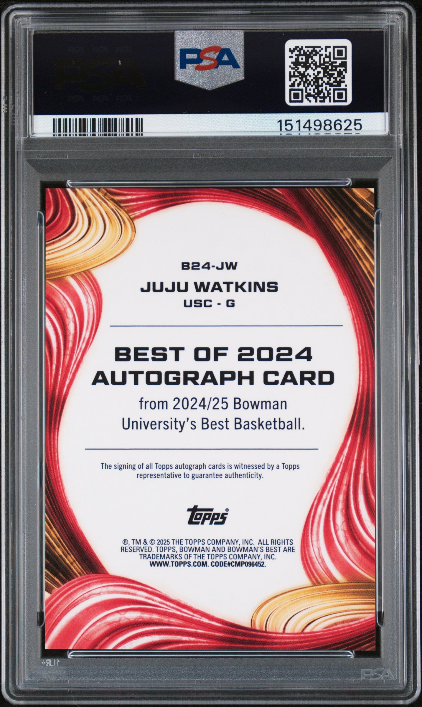 Juju Watkins 2024 Bowman's Best RED Auto Autograph RC USC Trojans 4/5 PSA 9