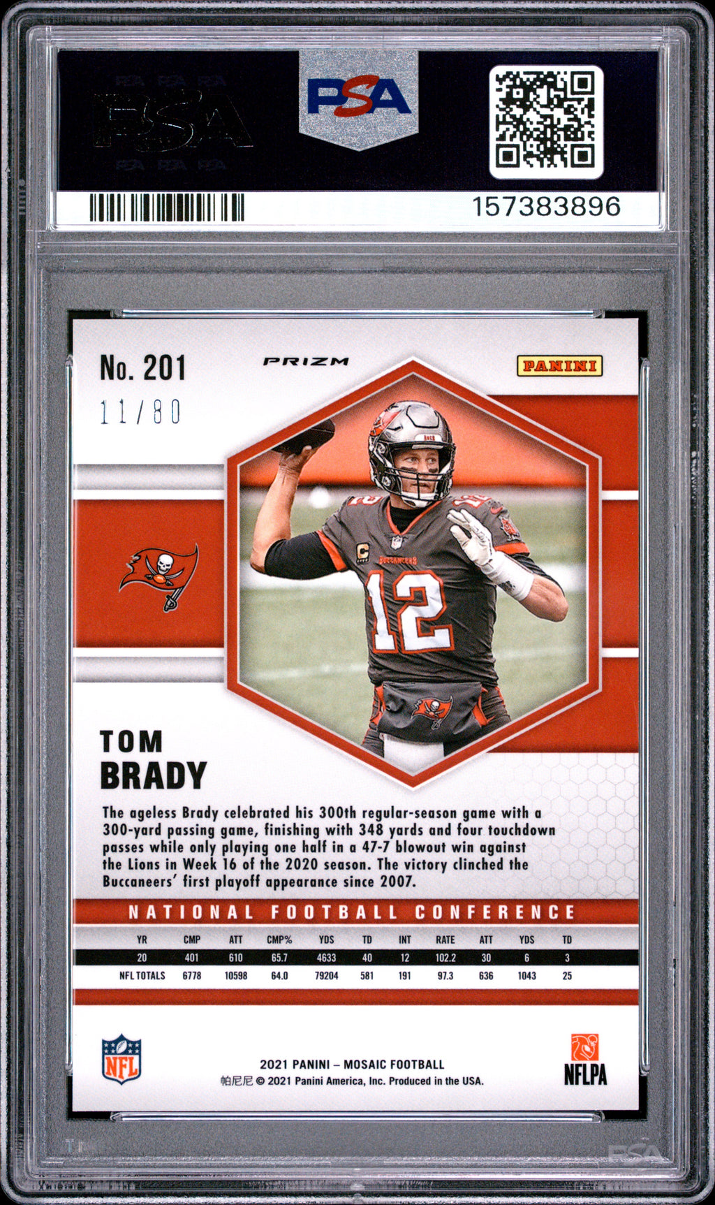 Tom Brady 2021 Mosaic Fusion Red Yellow Choice Buccaneers 11/80 PSA 9