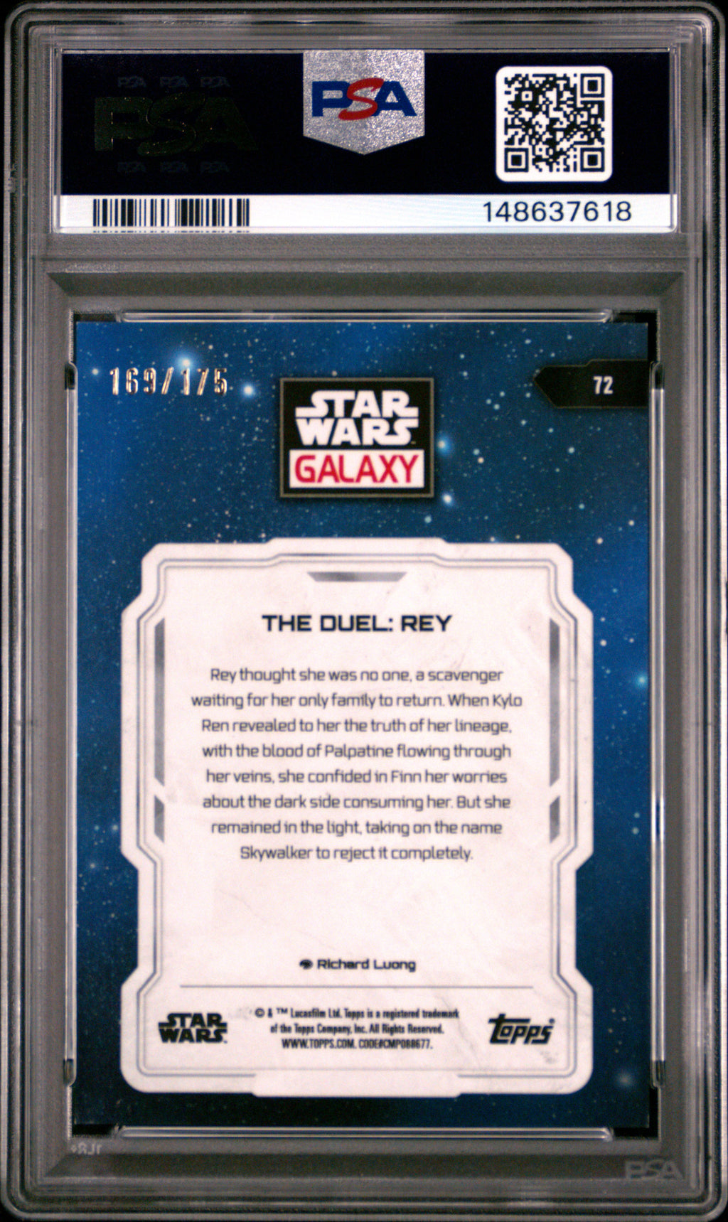 The Duel: Rey 2024 Topps Chrome Star Wars Galaxy Aqua Lava Refractor /175 PSA 9
