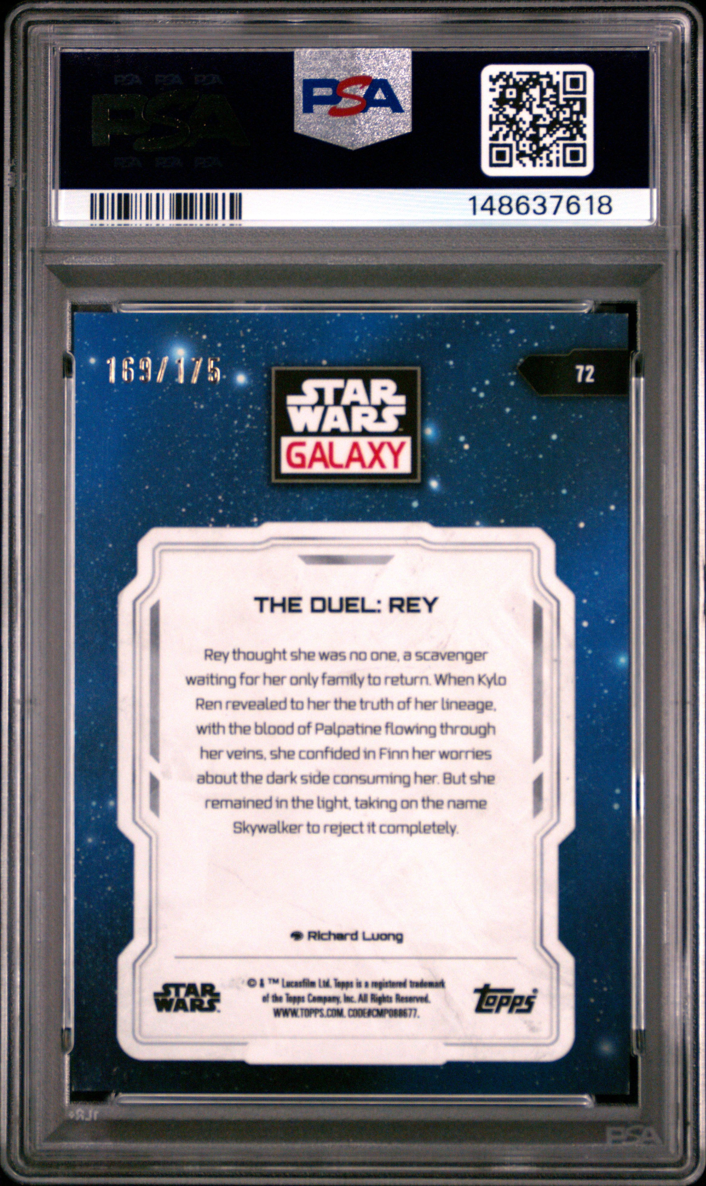 The Duel: Rey 2024 Topps Chrome Star Wars Galaxy Aqua Lava Refractor /175 PSA 9