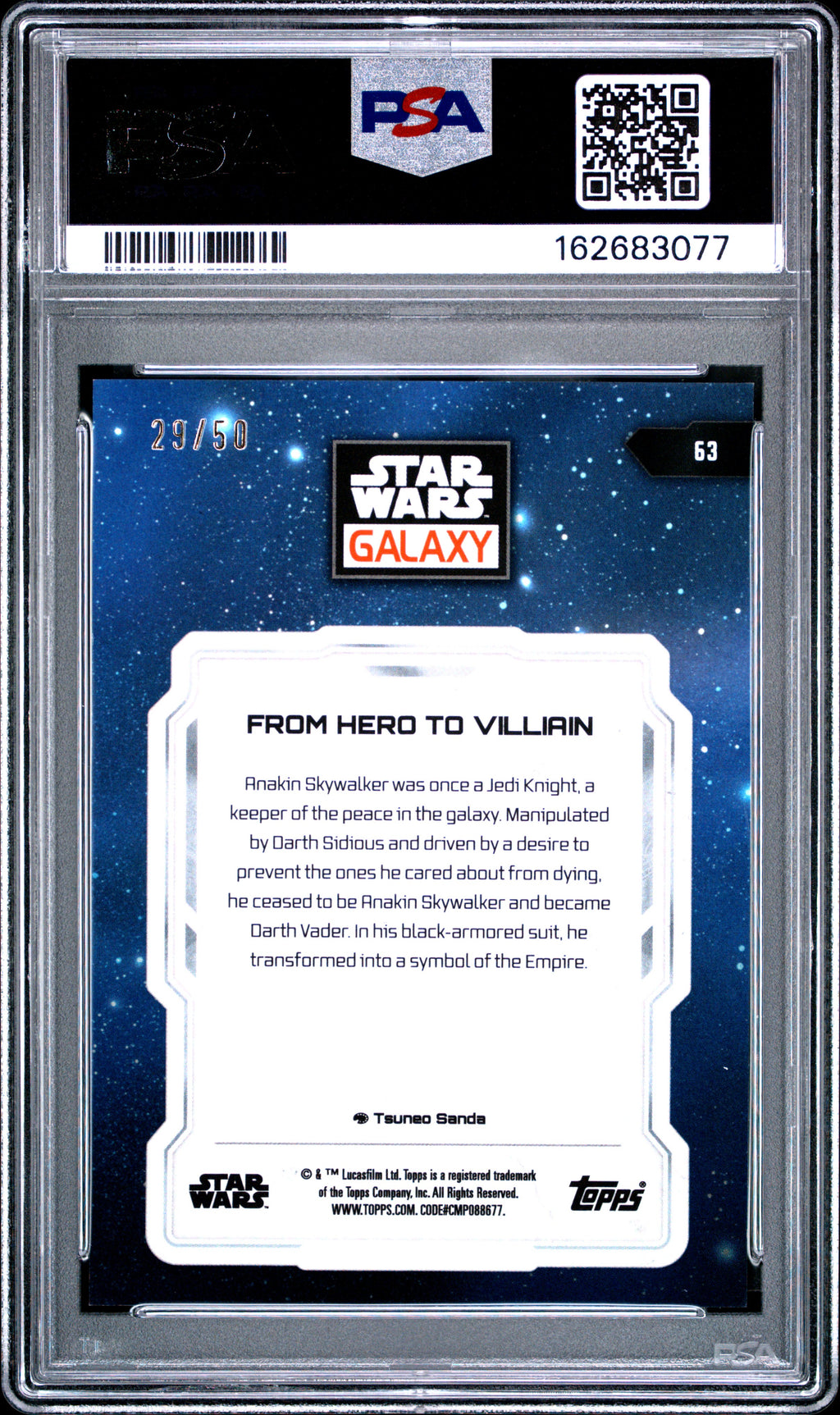 Vader 2024 Topps Star Wars Galaxy From Hero To Villain MOJO 29/50 PSA 10