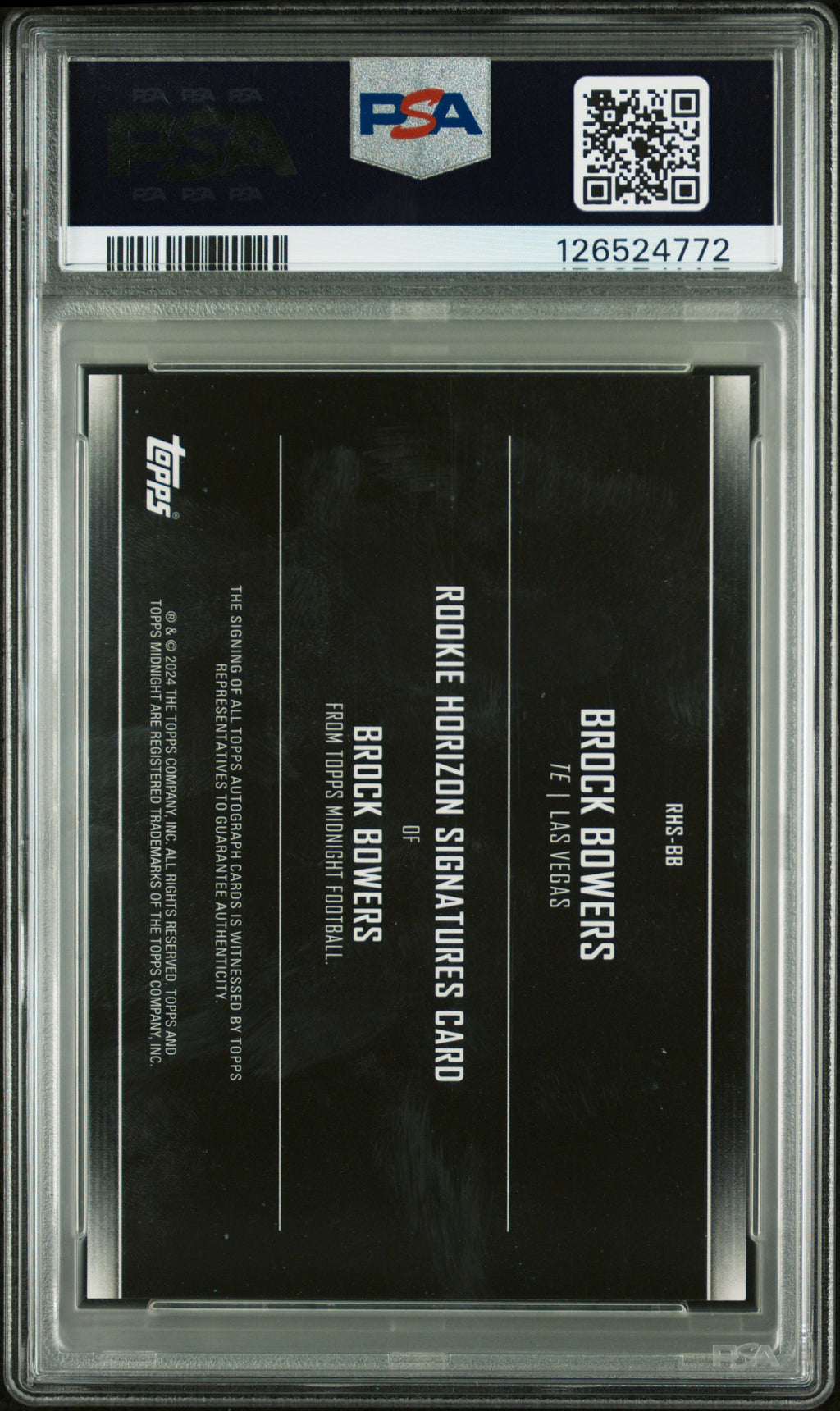 Brock Bowers 2024 Topps Midnight Auto Autograph RC Las Vegas Raiders PSA 9