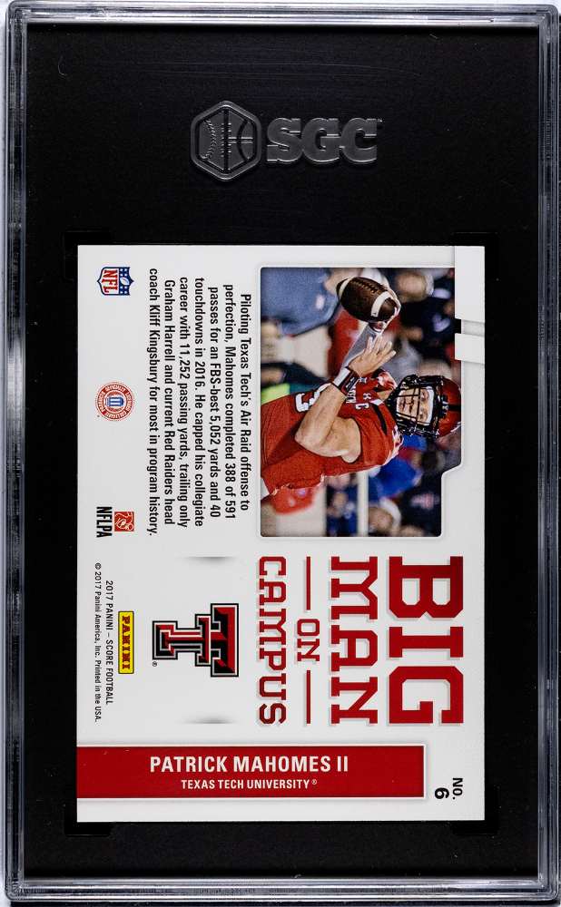 Patrick Mahomes II 2017 Score Big Man On Campus Rookie RC KC Chiefs SGC 9.5