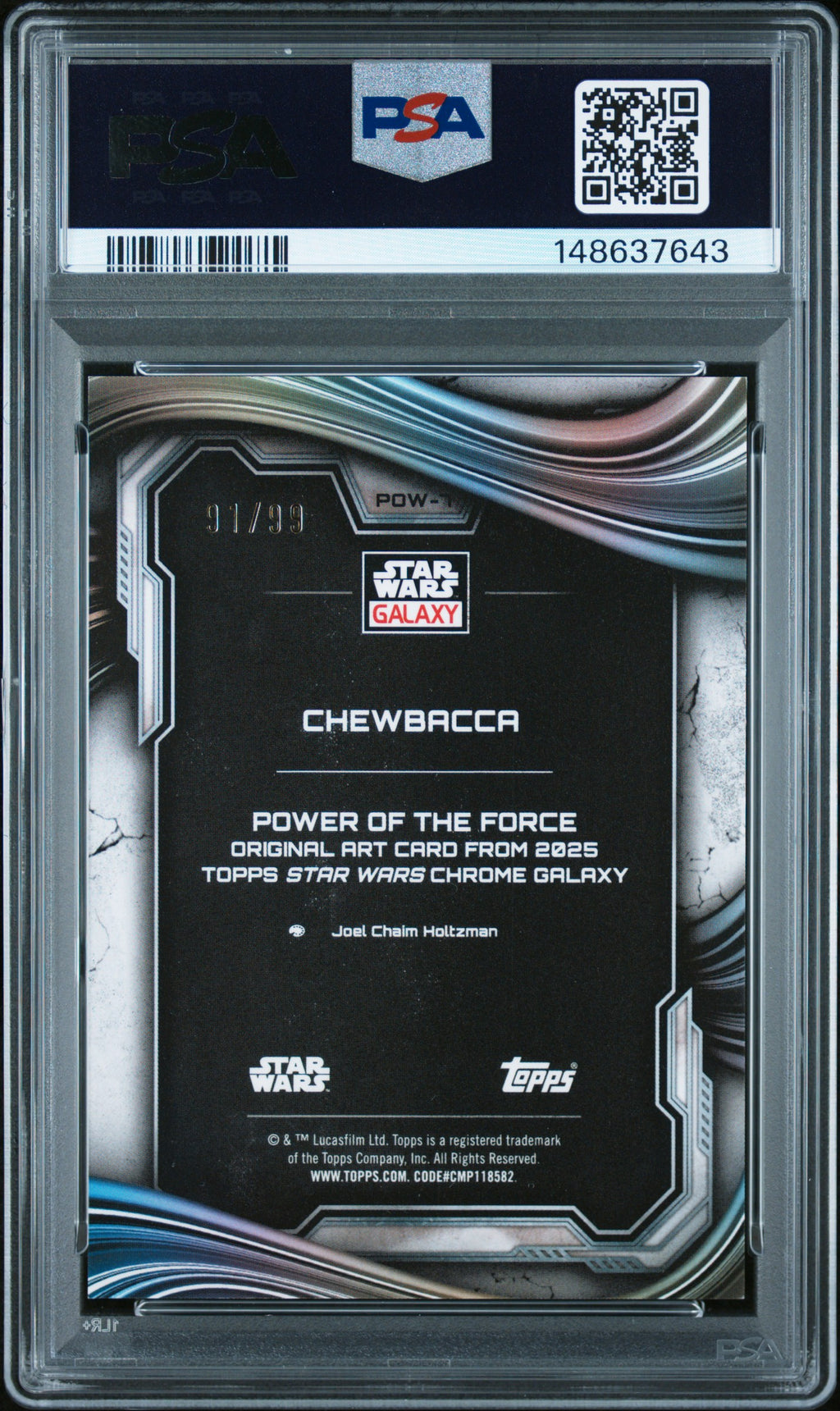 Chewbacca 2025 Topps Chrome Star Wars Galaxy Wave Refractor 91/99 PSA 9