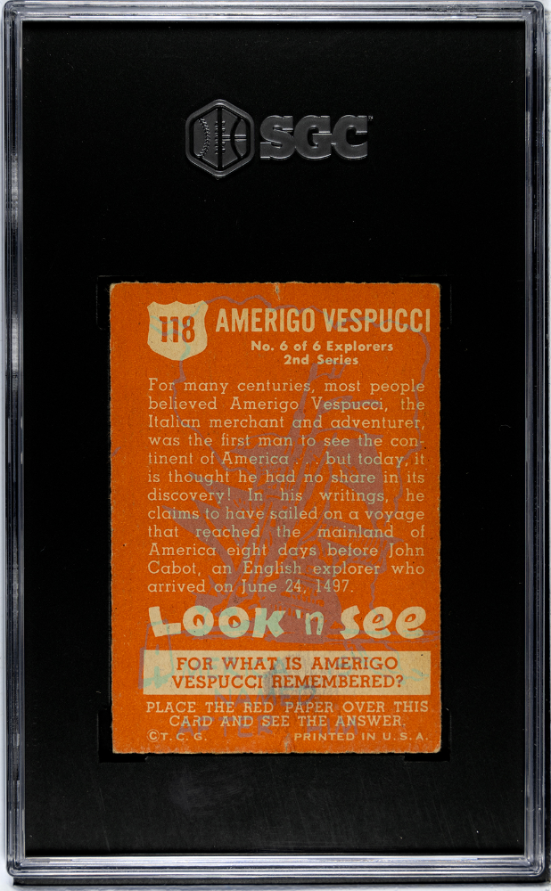 Amerigo Vespucci 1952 Topps Look 'n See #118 SGC 1