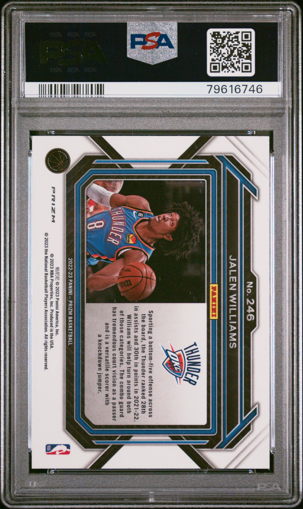 Jalen Williams 2022-23 Prizm Variation Disco Rookie RC OKC Thunder PSA 9