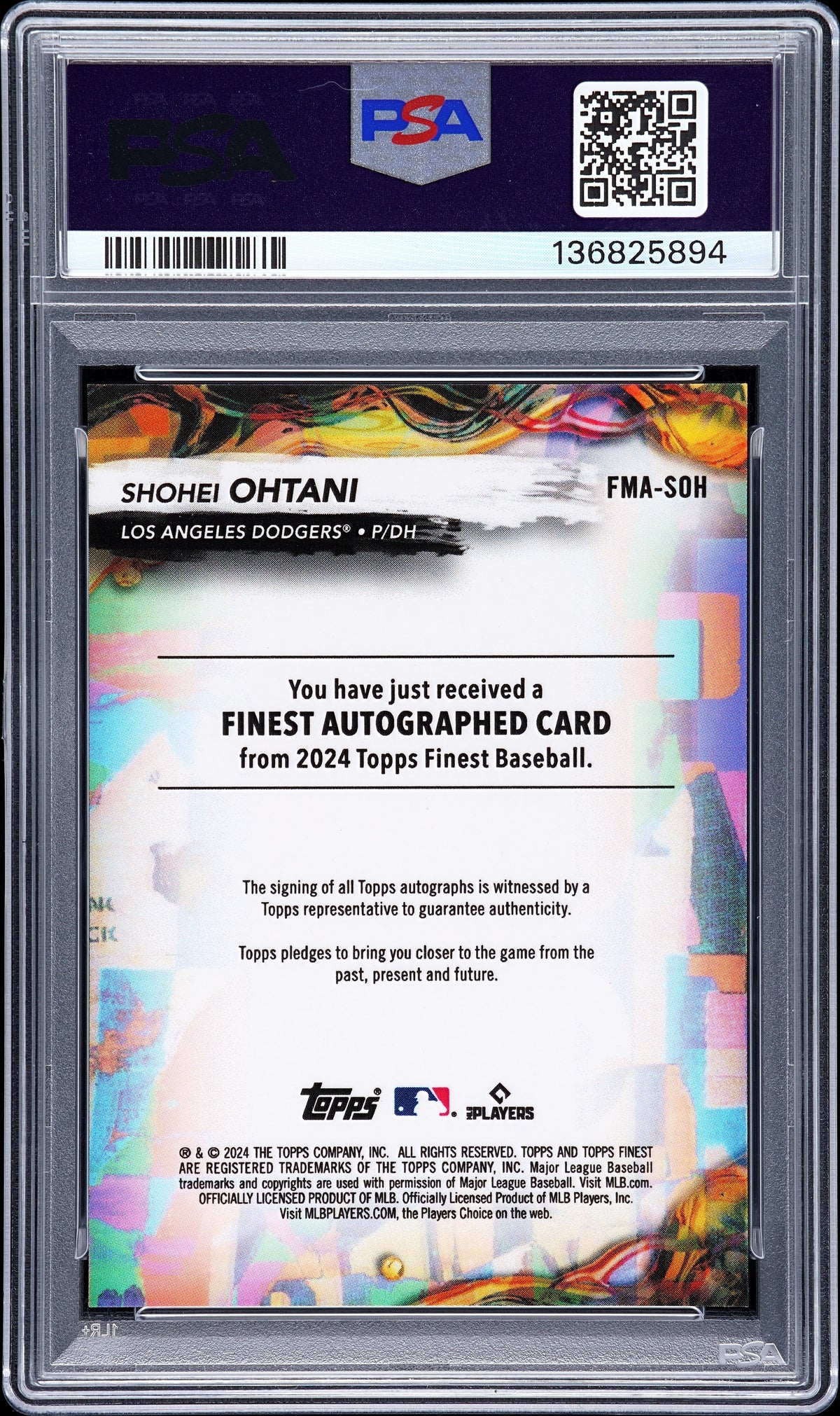 Shohei Ohtani 2024 Topps Finest Auto Autograph Black LA Dodgers 5/10 PSA 10