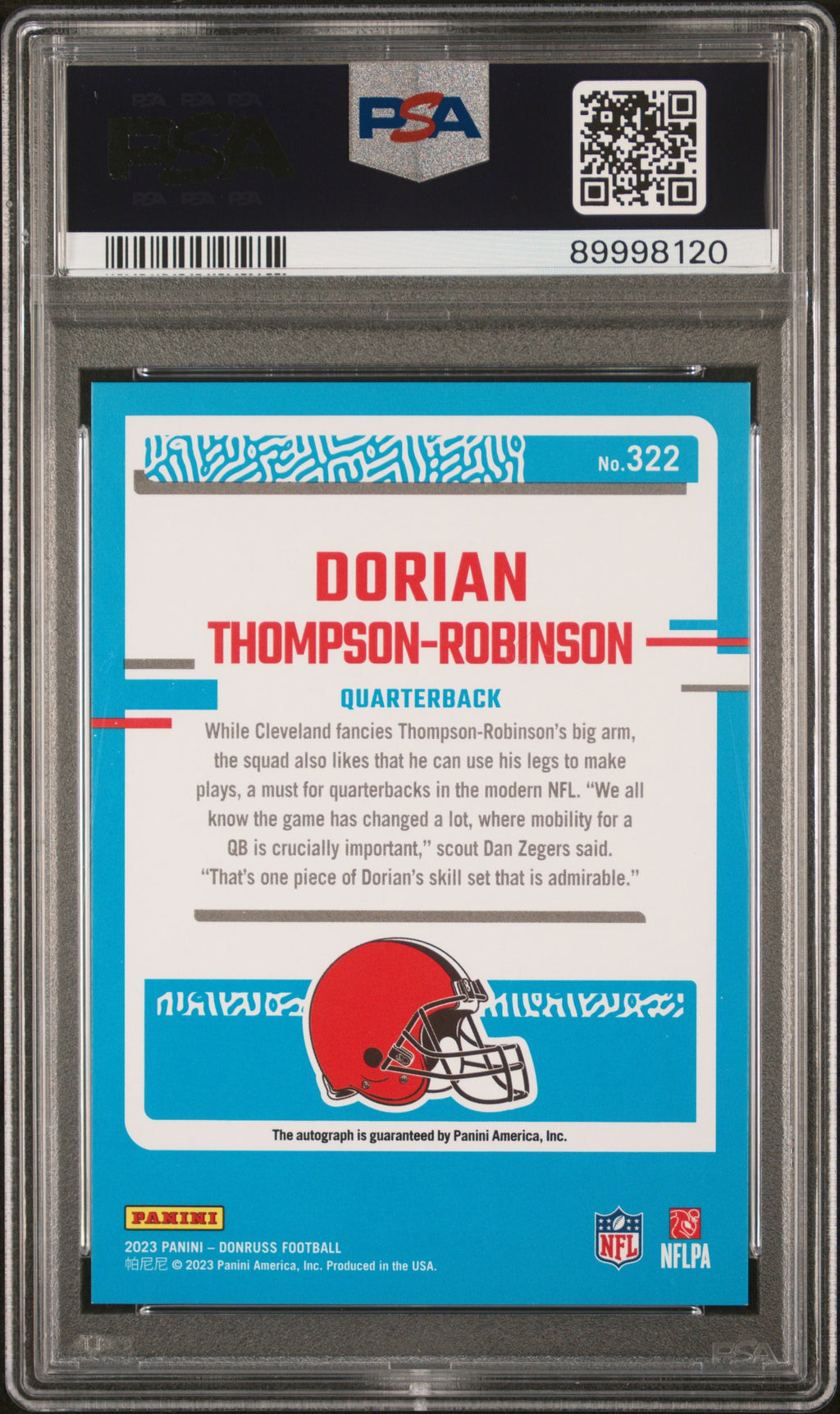 Dorian Thompson-Robinson 2023 Donruss Auto Autograph RC Browns PSA 9