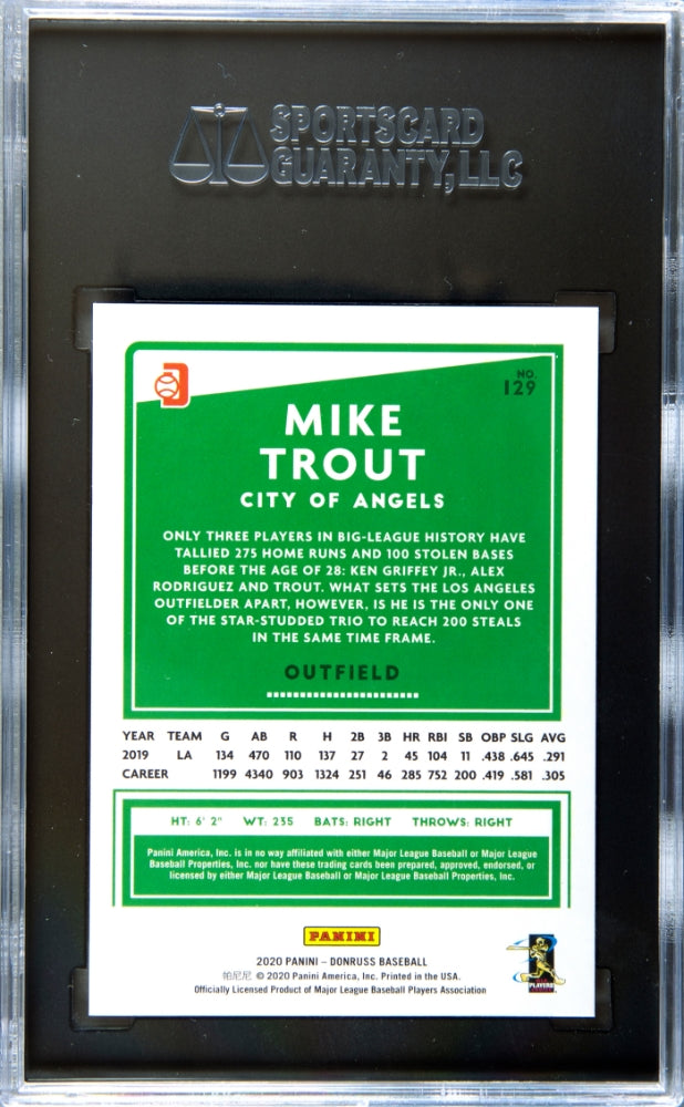 Mike Trout 2020 Donruss On Fire Variation Los Angeles Angels 56/75 SGC 9.5