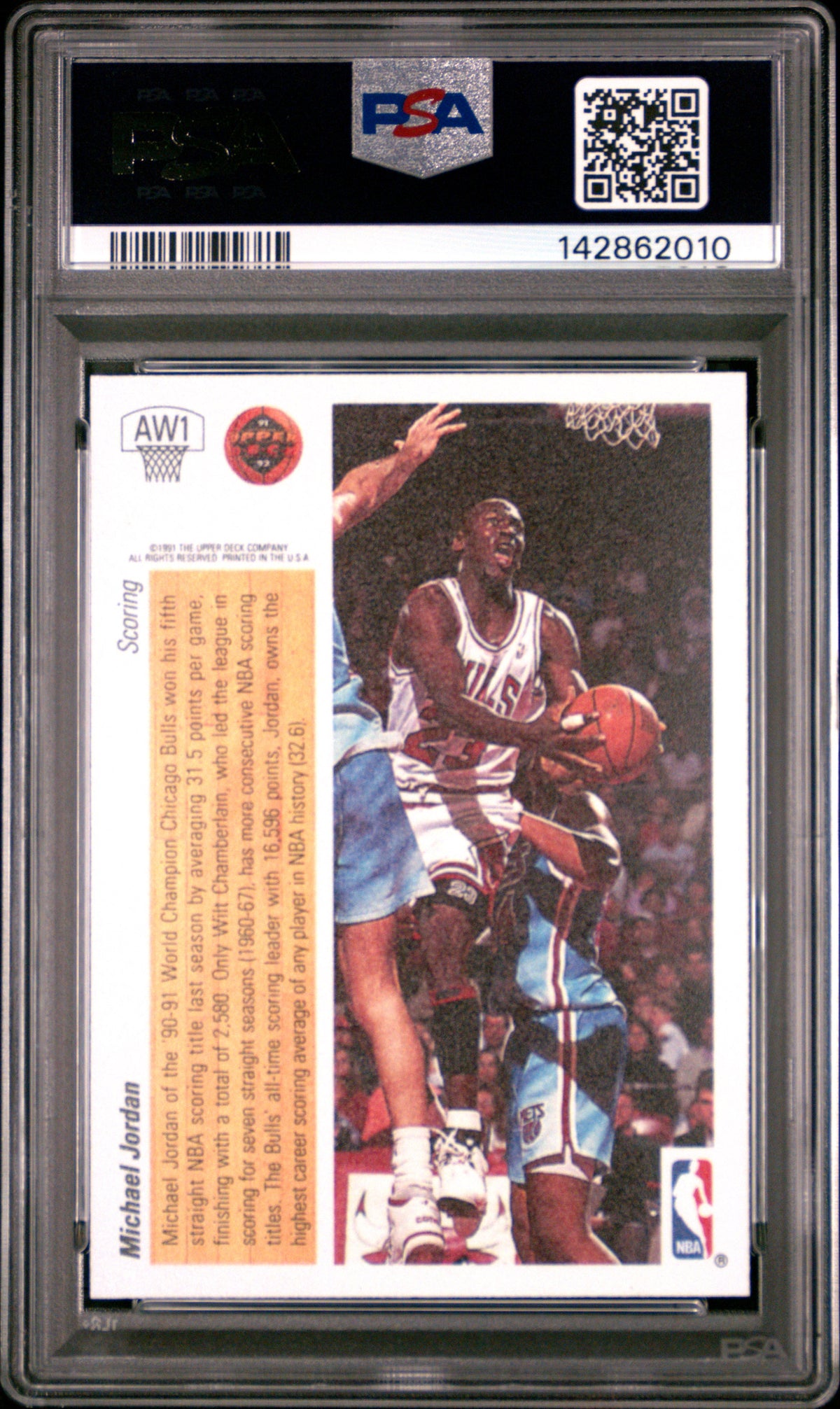 Michael Jordan 1991 Upper Deck Award Winner Hologram Chicago Bulls #AW1 PSA 8