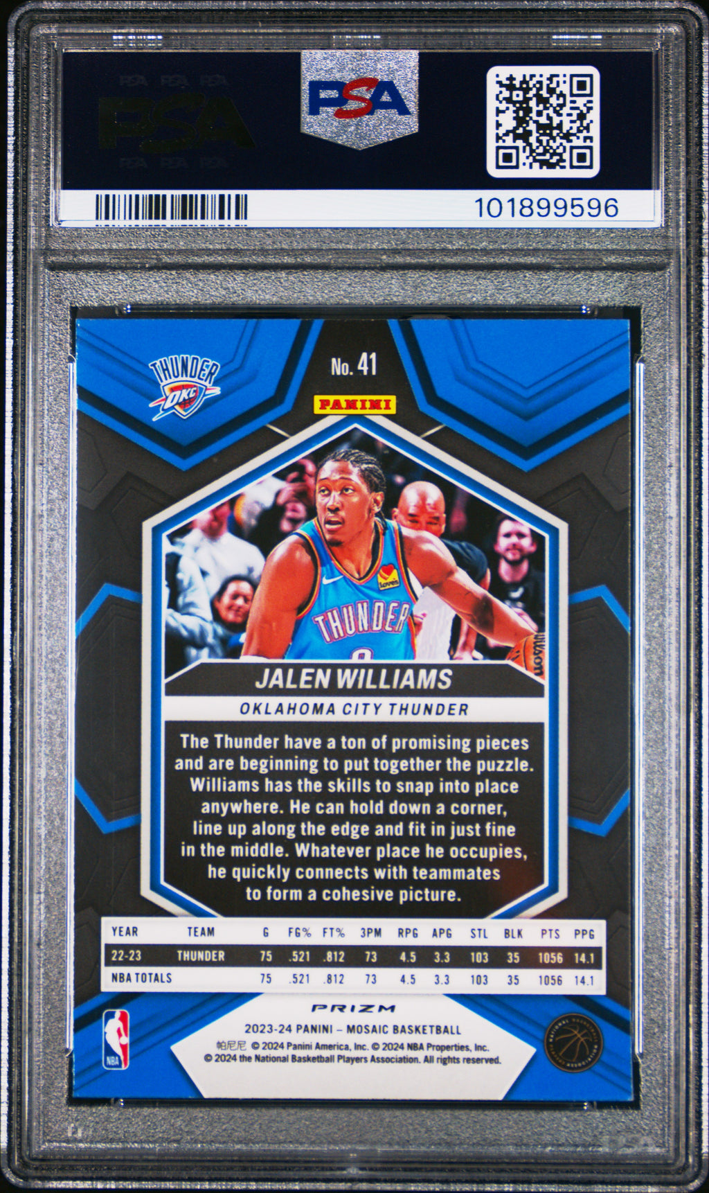 Jalen Williams 2023-24 Mosaic Genesis Prizm SSP Oklahoma City Thunder #41 PSA 9