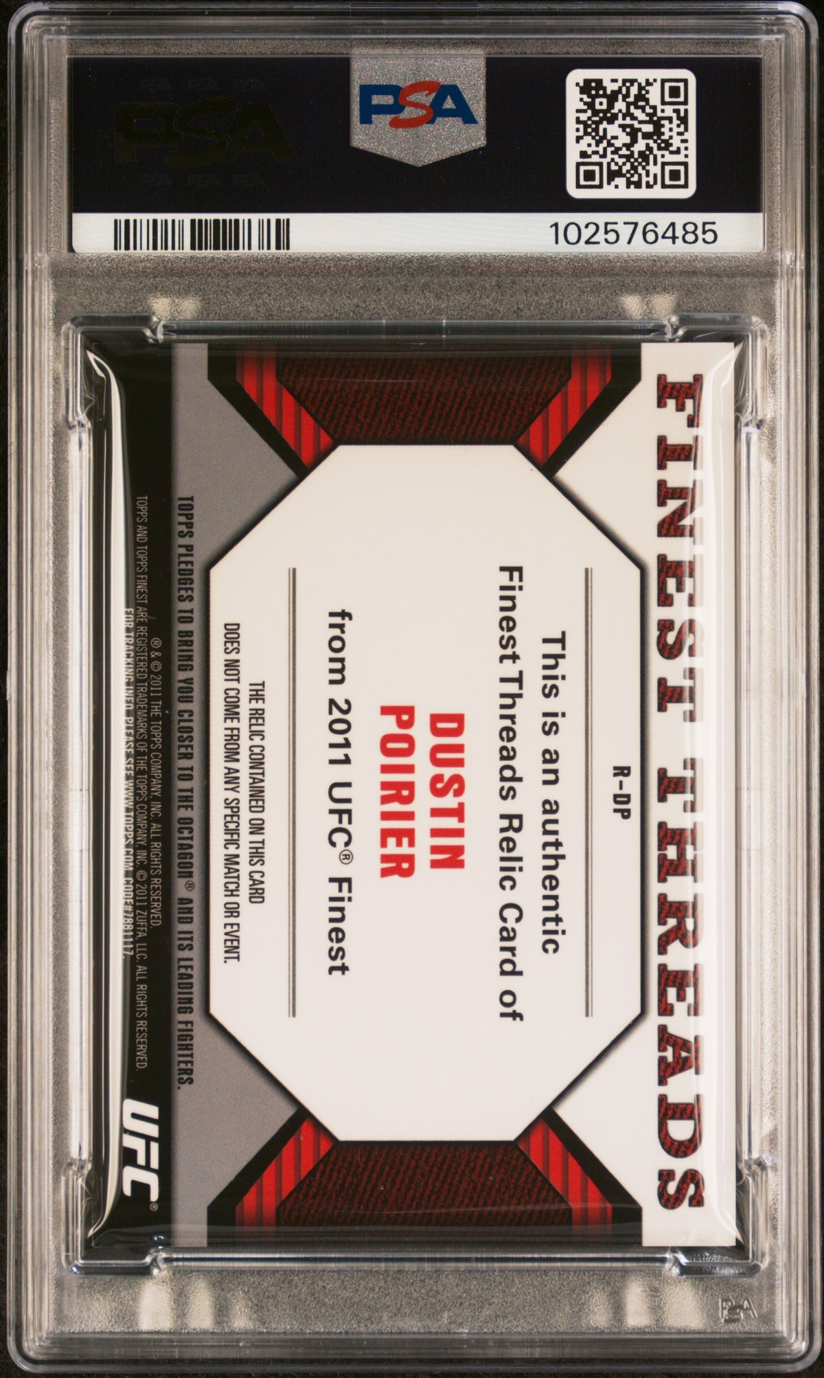 Dustin Poirier 2011 Finest UFC Relic Patch Rookie RC MMA PSA 9