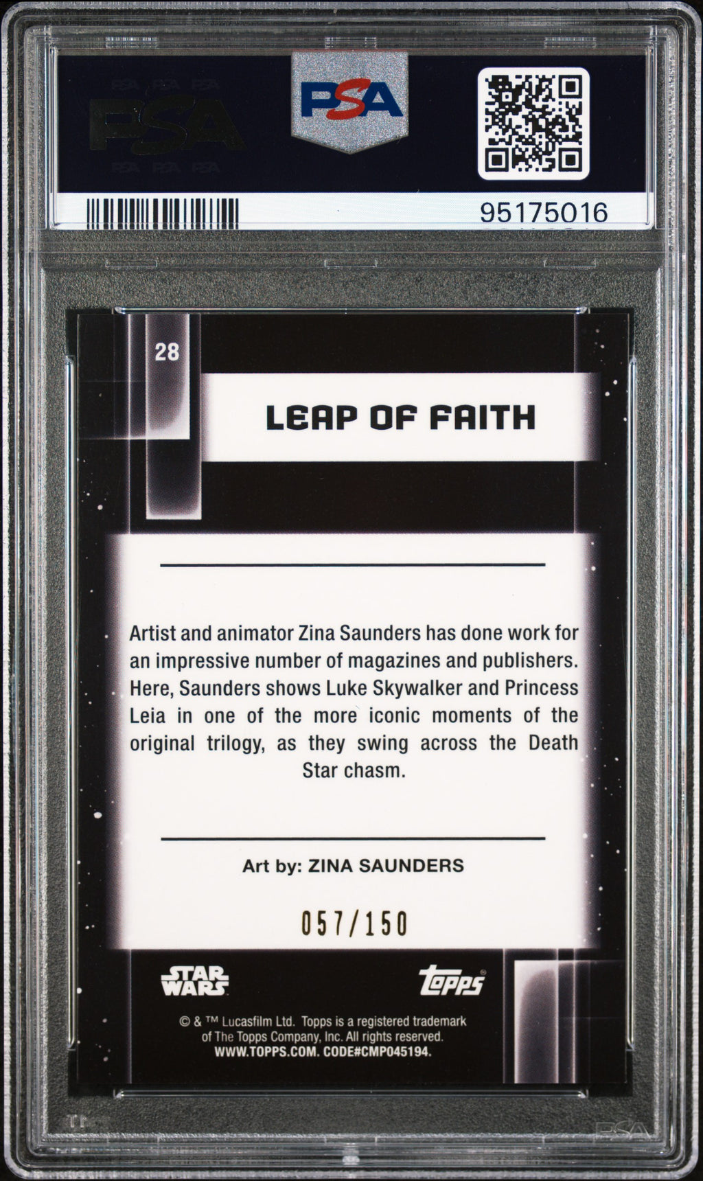 Leap Of Faith 2021 Topps Chrome Star Wars Galaxy Atomic Refractor 57/150 PSA 10