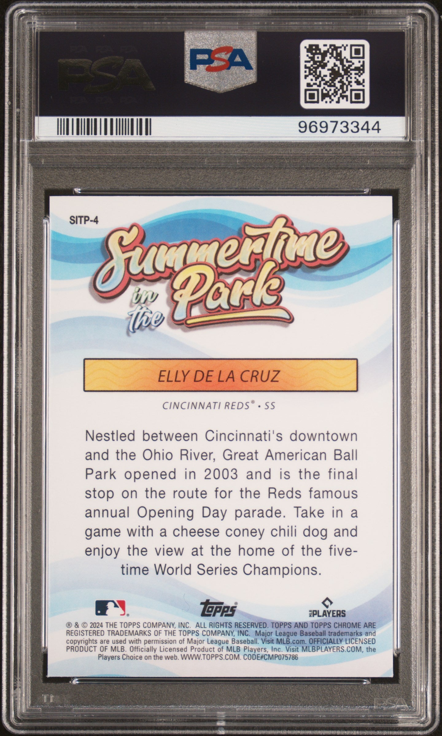 Elly De La Cruz 2024 Topps Chrome Summertime In The Park Rookie RC Reds PSA 10