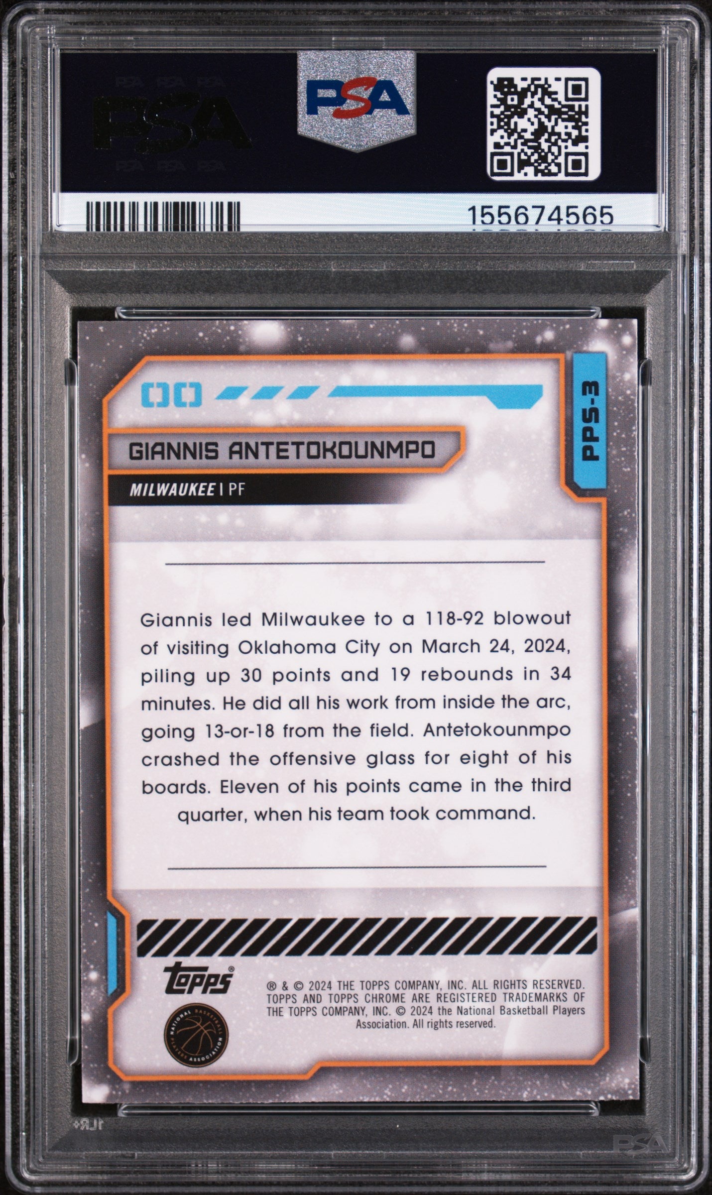 Giannis Antetokounmpo 2023 Topps Chrome Cosmic Planetary Sun Case Hit PSA 10