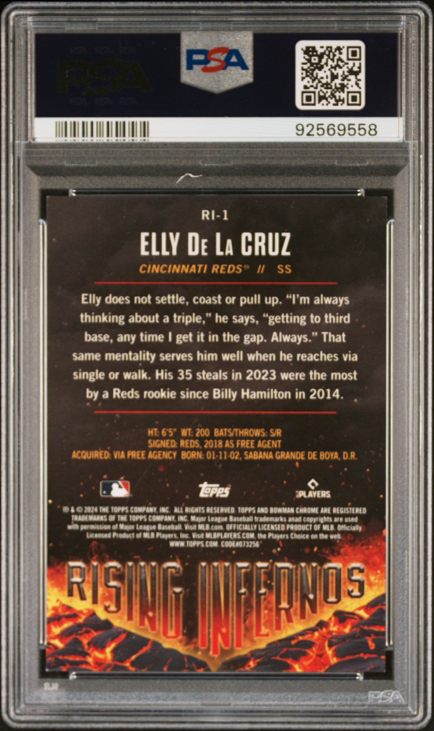 Elly De La Cruz 2024 Bowman Rising Infernos GOLD Rookie RC Reds 36/50 PSA 9