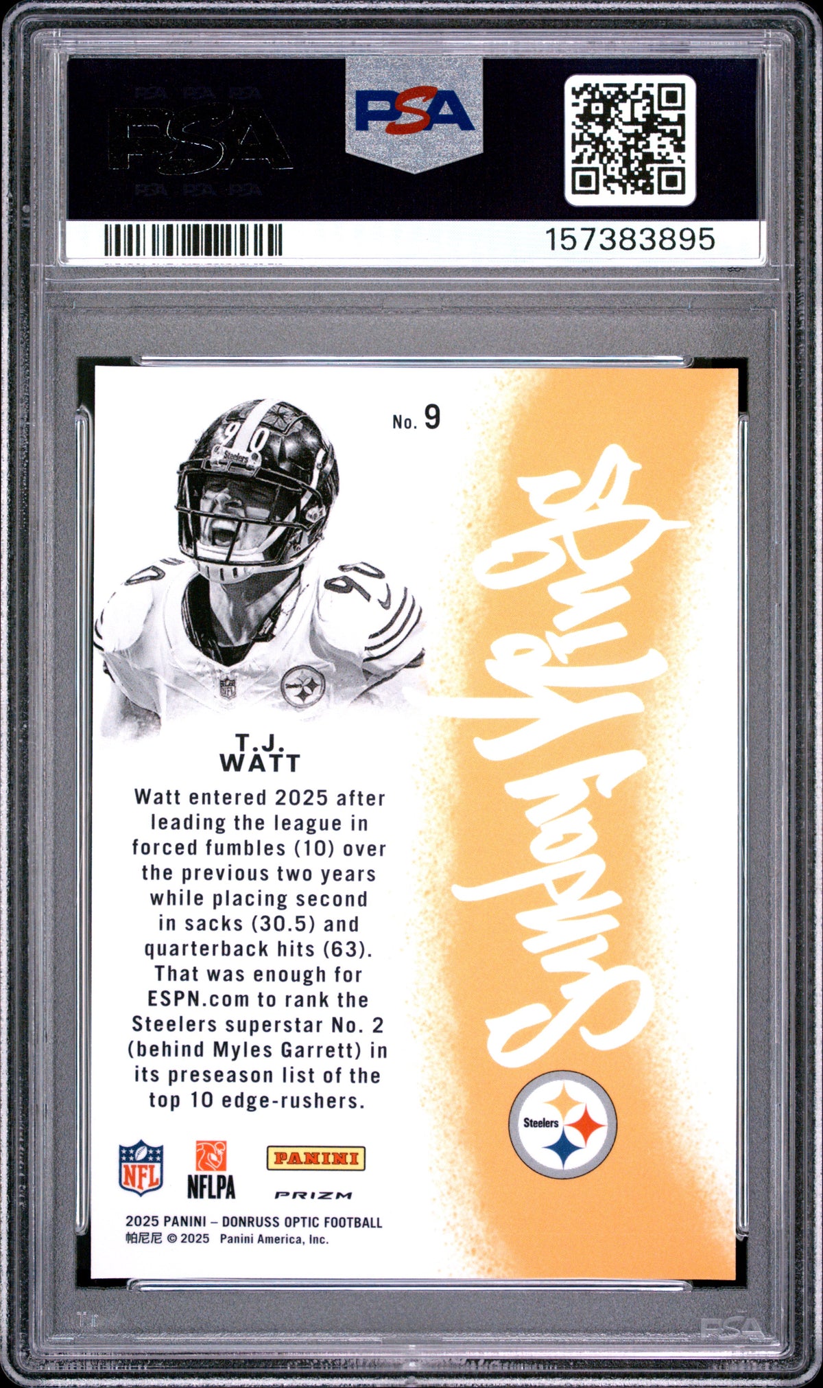 TJ Watt 2025 Optic Sunday Kings CASE HIT SSP Pittsburgh Steelers PSA 9