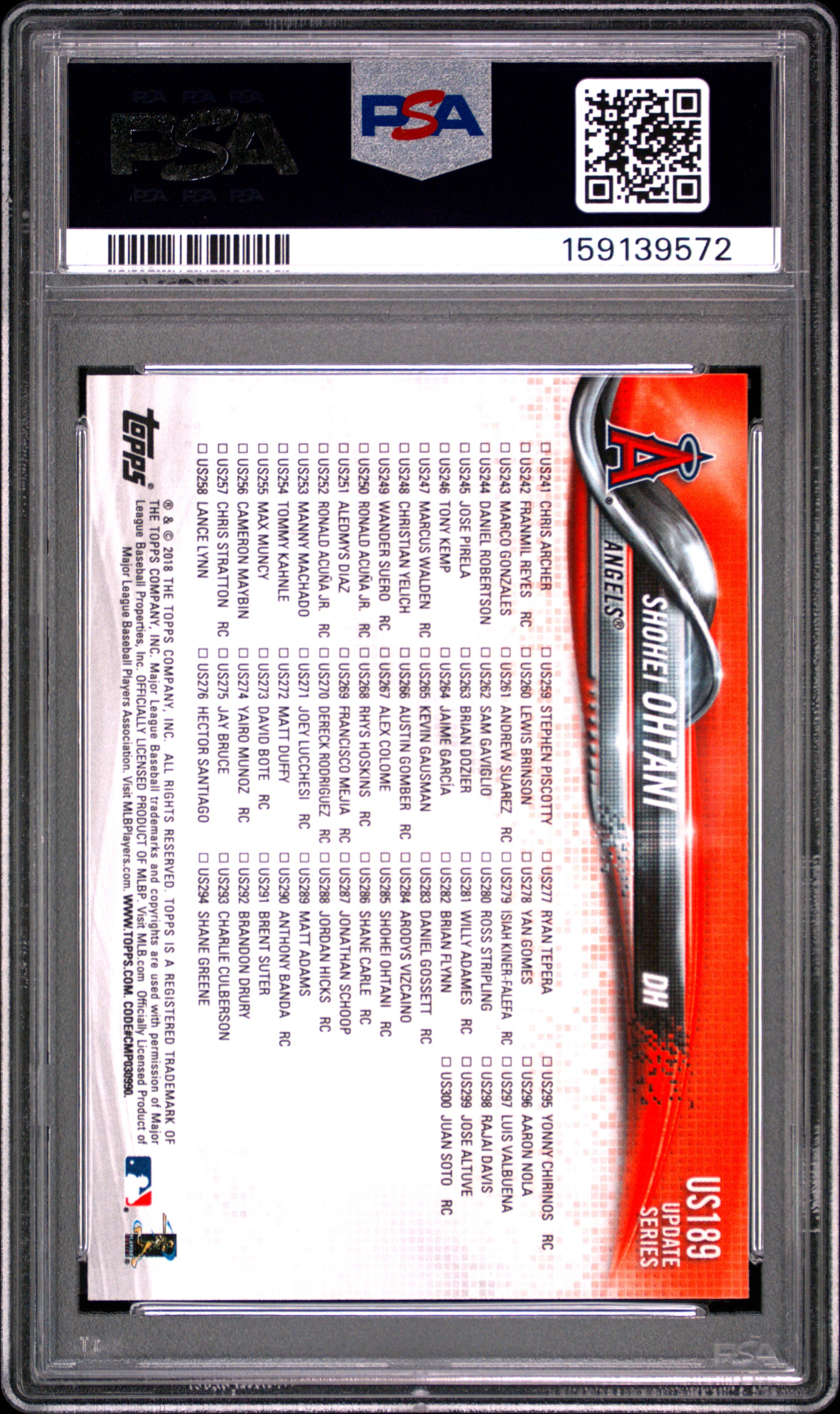 Shohei Ohtani 2018 Topps Update Rookie RC Los Angeles Angels #189 PSA 9