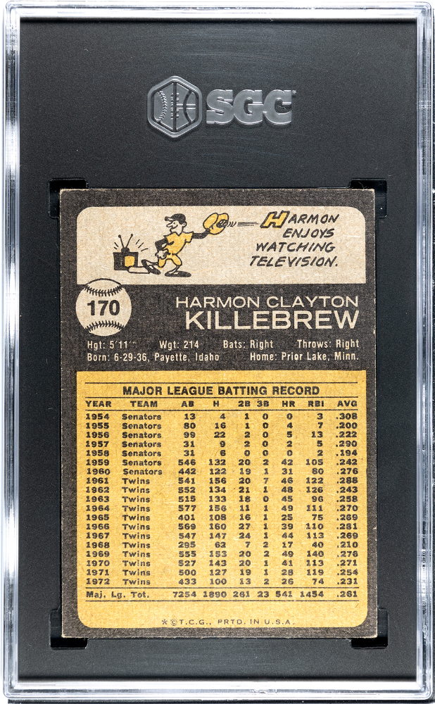 Harmon Killebrew 1973 Topps Card Minnesota Twins #170 SGC 5.5
