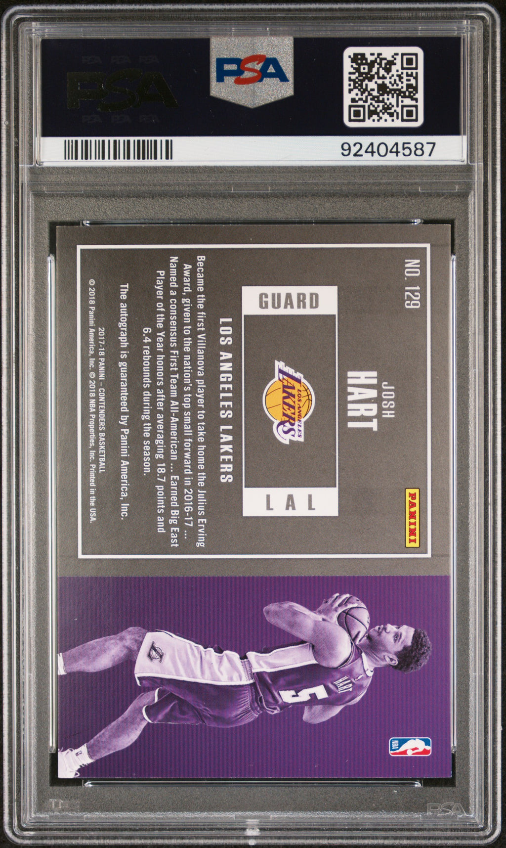 Josh Hart 2017 Contenders Auto Autograph RC Los Angeles Lakers 7/35 PSA 10