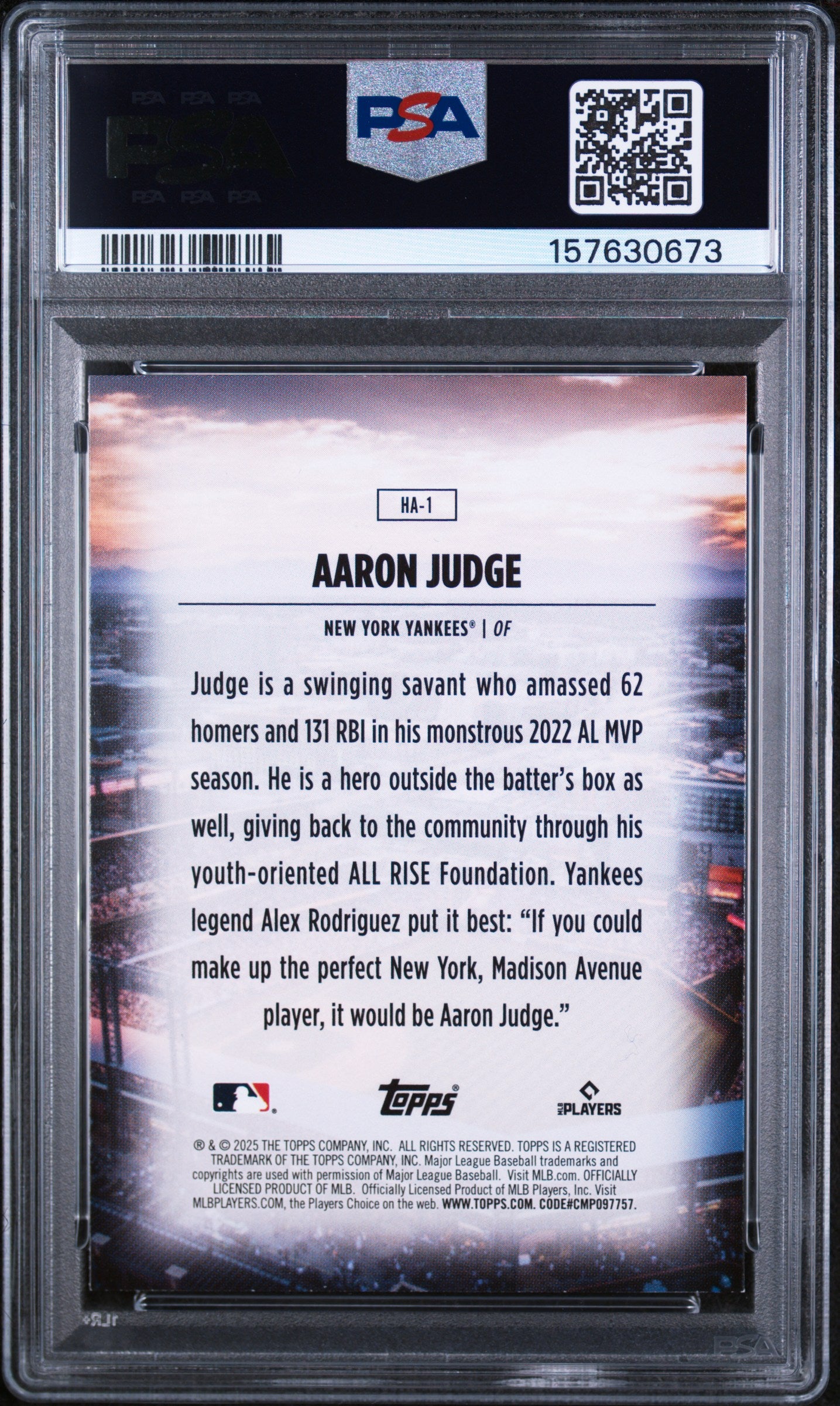 Aaron Judge 2025 Topps Home Field Advantage SSP New York Yankees PSA 9