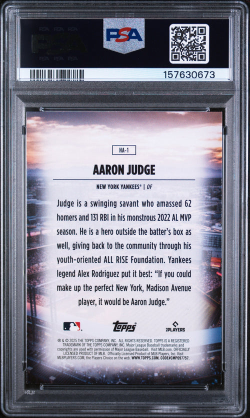 Aaron Judge 2025 Topps Home Field Advantage SSP New York Yankees PSA 9