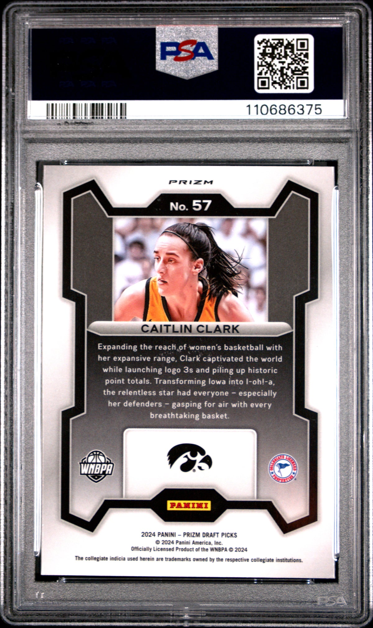 Caitlin Clark 2024 Prizm Draft Picks Red Ice Prizm Rookie RC Iowa #57 PSA 10