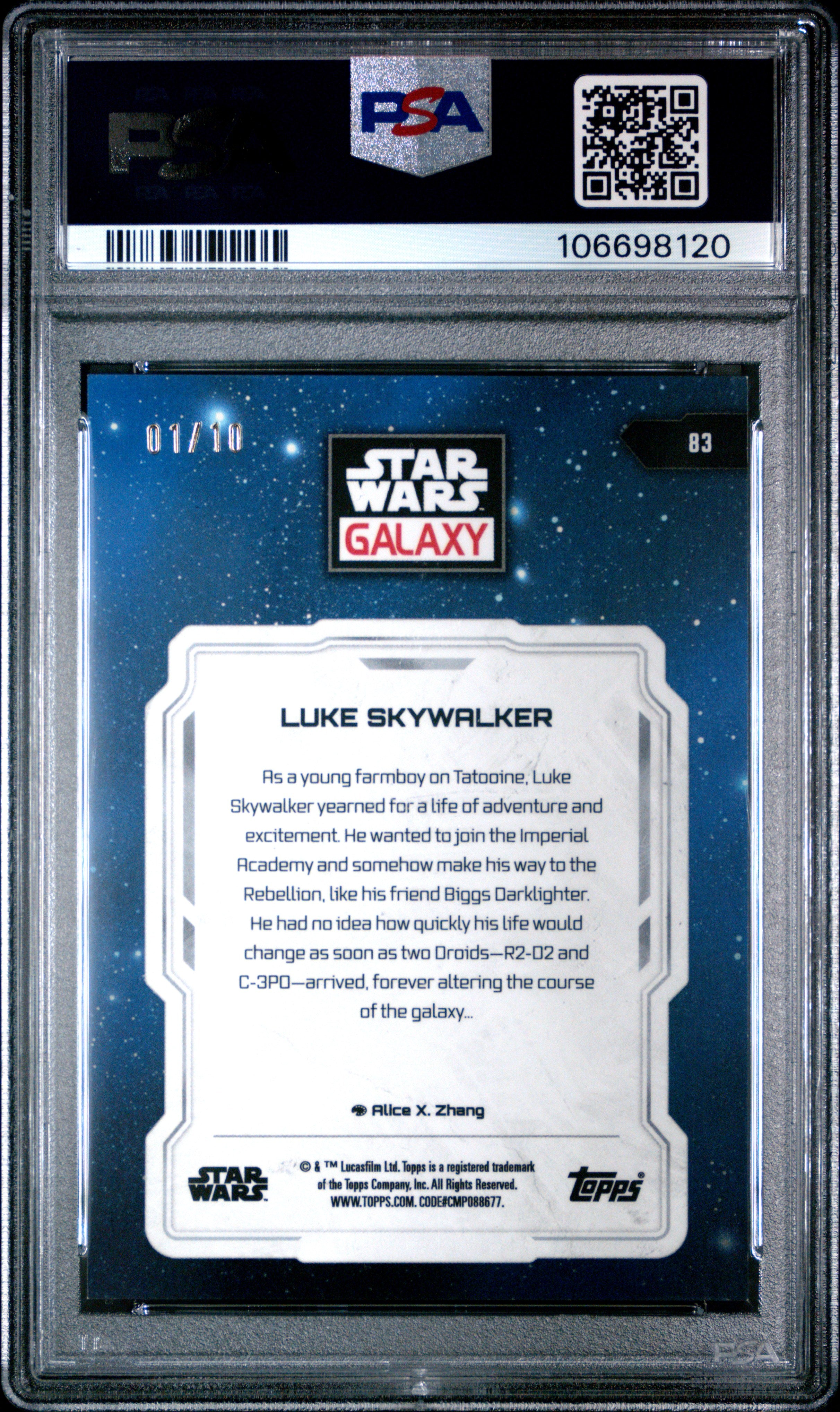 Luke Skywalker 2024 Topps Chrome Star Wars Galaxy X-Fractor 1/10 #83 PSA 10
