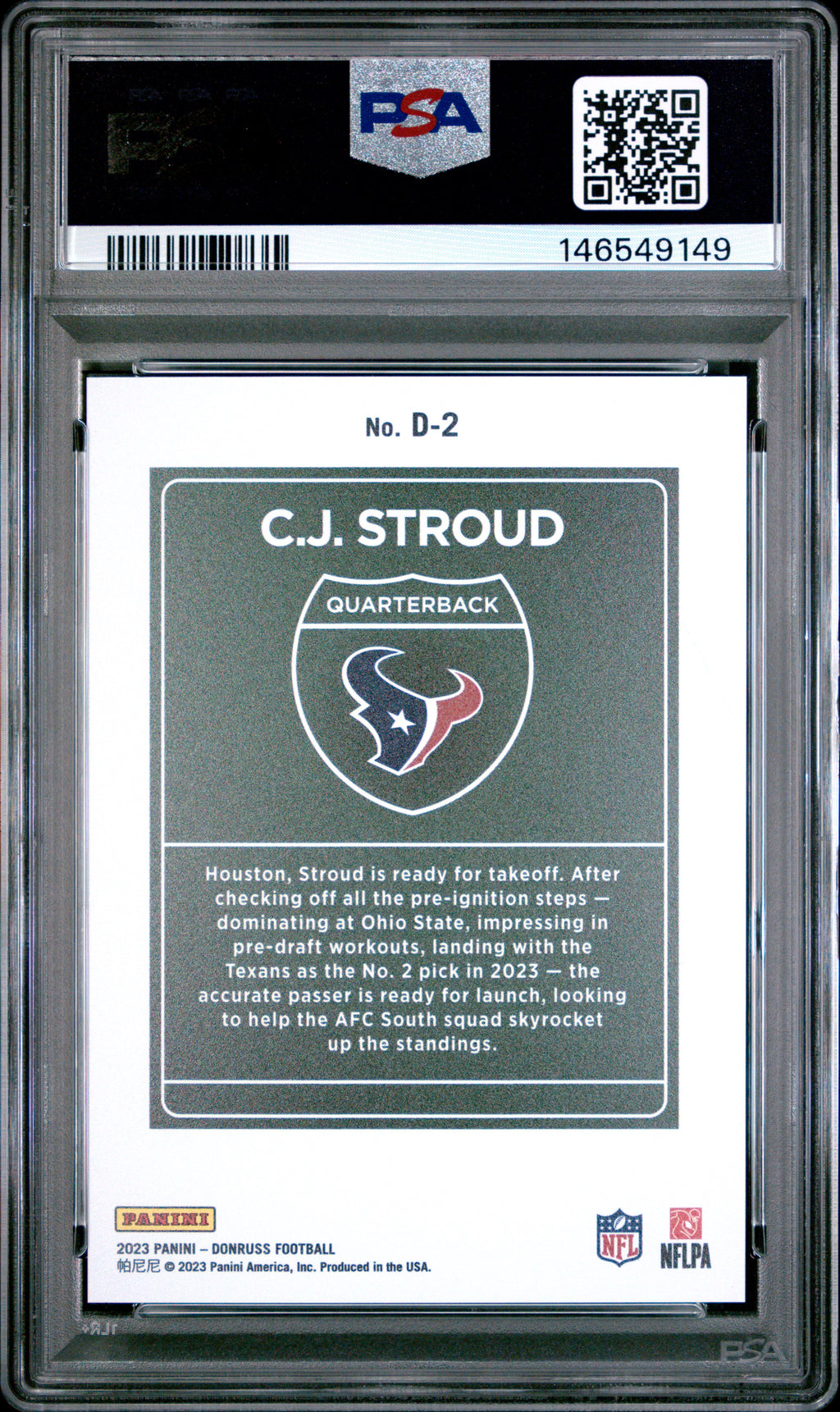 CJ Stroud 2023 Donruss DOWNTOWN SSP CASE HIT RC Rookie Texans PSA 9