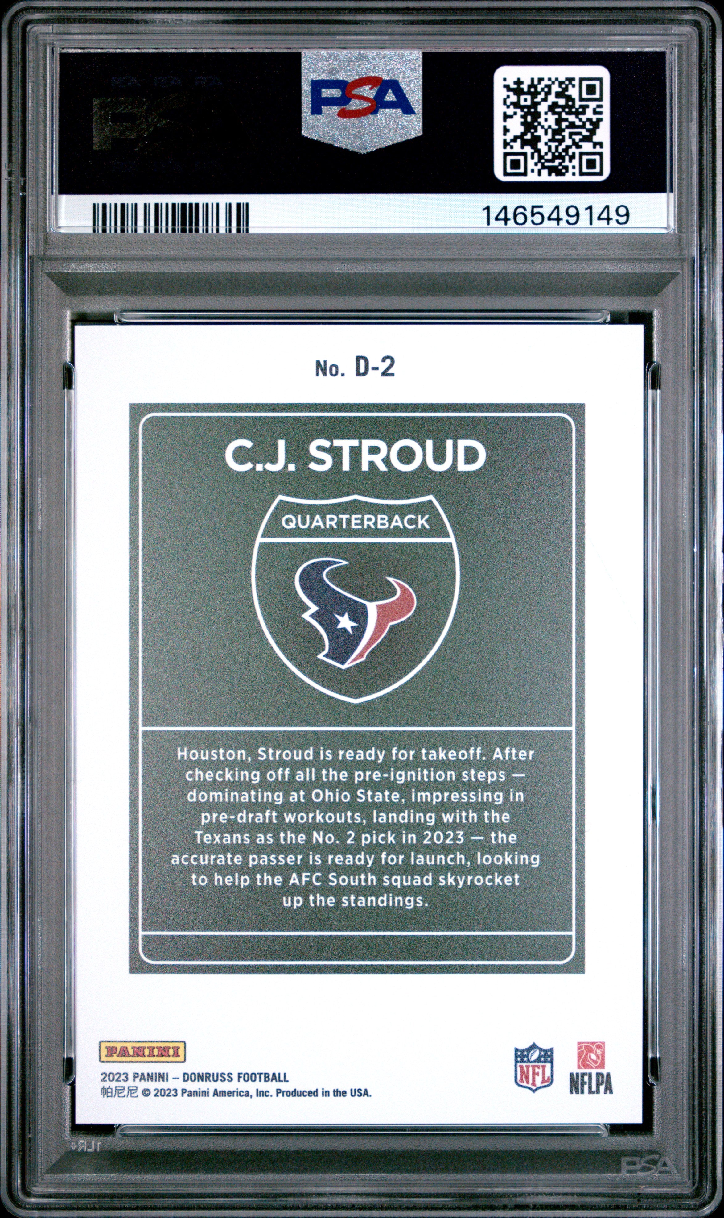 CJ Stroud 2023 Donruss DOWNTOWN SSP CASE HIT RC Rookie Texans PSA 9