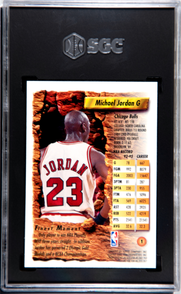 Michael Jordan 1993-94 Topps Finest Card Chicago Bulls #1 SGC 7