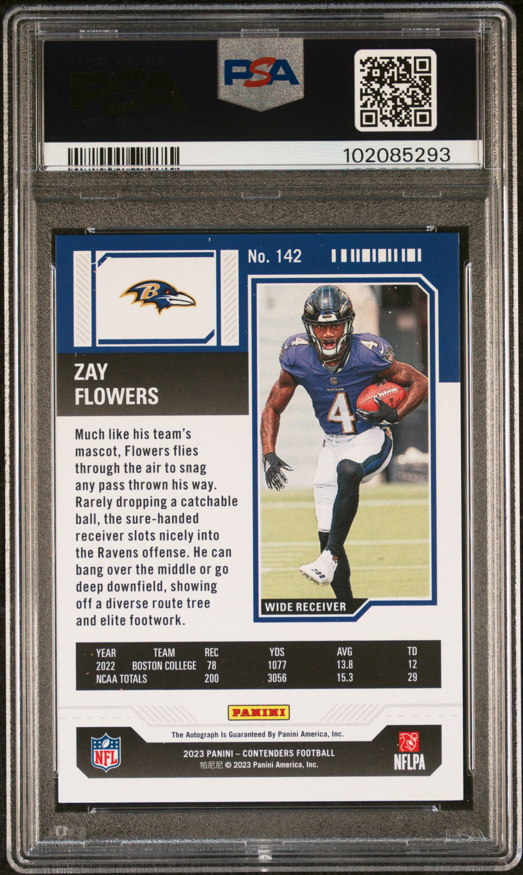 Zay Flowers 2023 Contenders Auto Autograph Rookie Baltimore Ravens 29/99 PSA 9
