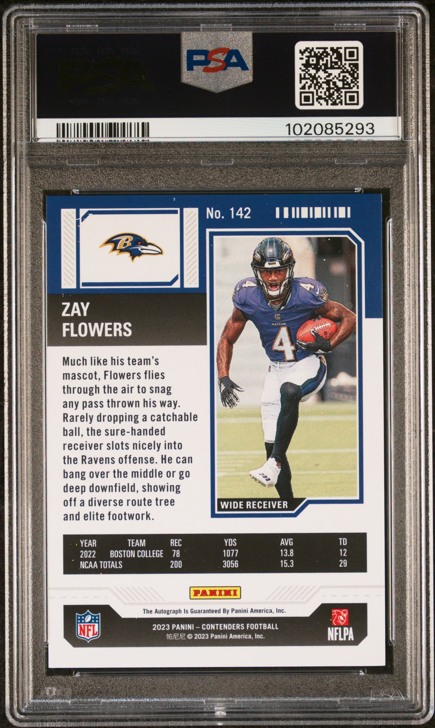 Zay Flowers 2023 Contenders Auto Autograph Rookie Baltimore Ravens 29/99 PSA 9