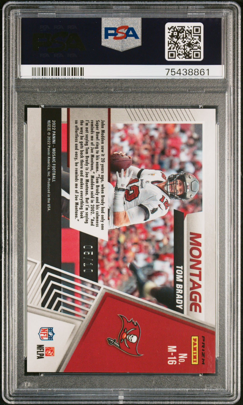 Tom Brady 2022 Mosaic Montage GOLD Prizm Tampa Bay Buccaneers 5/10 PSA 9